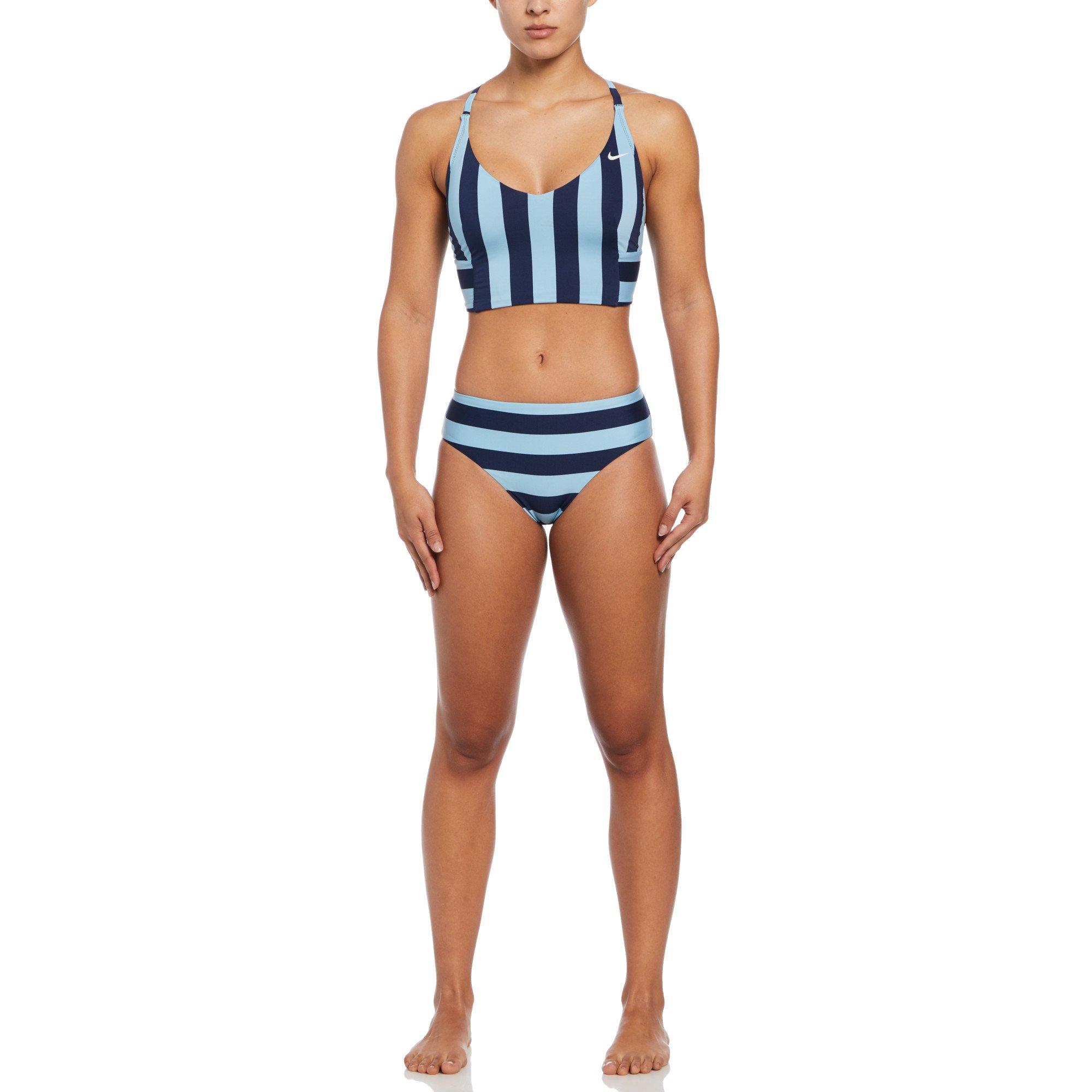 Midnight Navy - Nike - Statement Stripe Mid Waist Bikini Bottom - 2