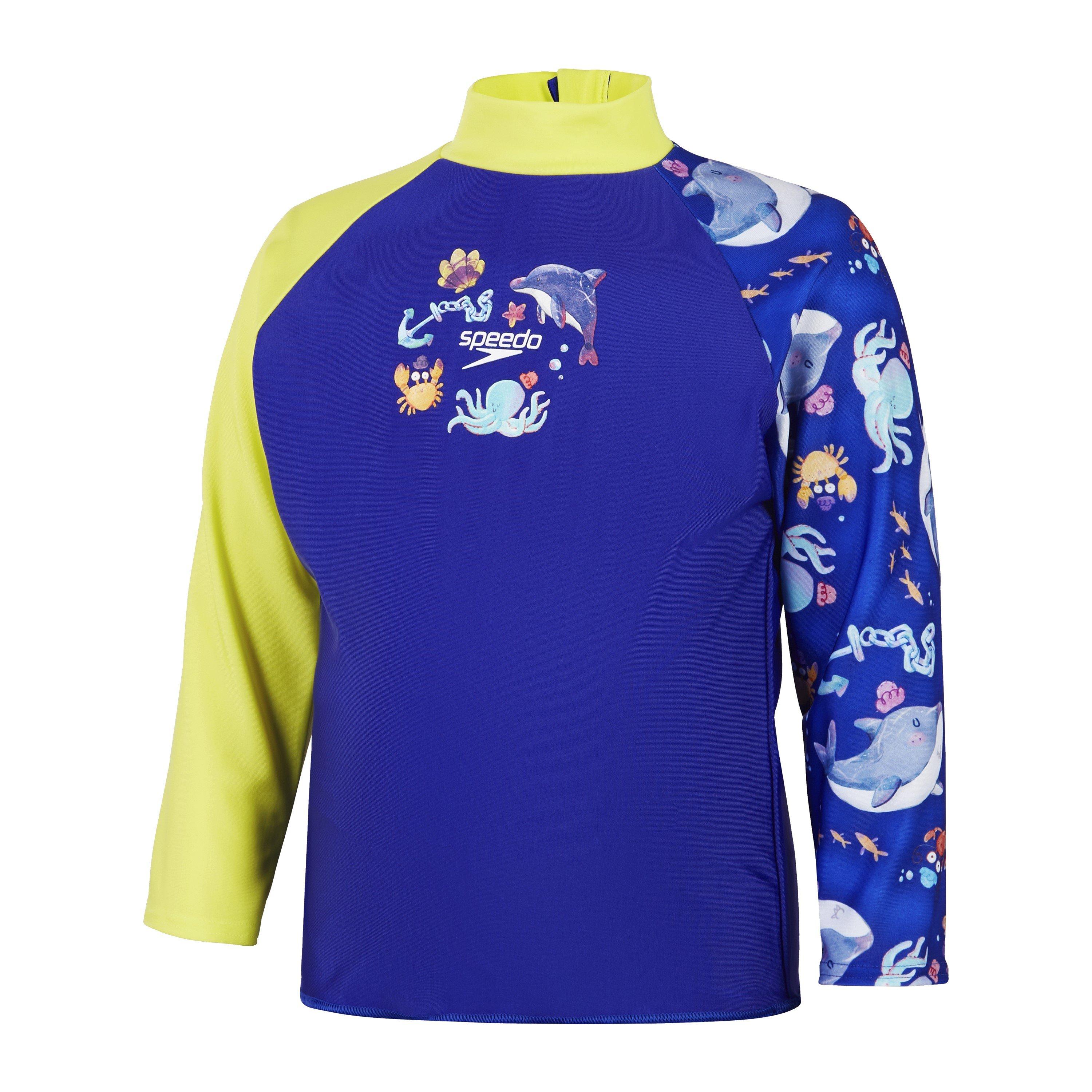 Speedo  Kids' Digi Long Sleeve One Piece Swimsuit - Blue/Yellow - 6-9 Mnth