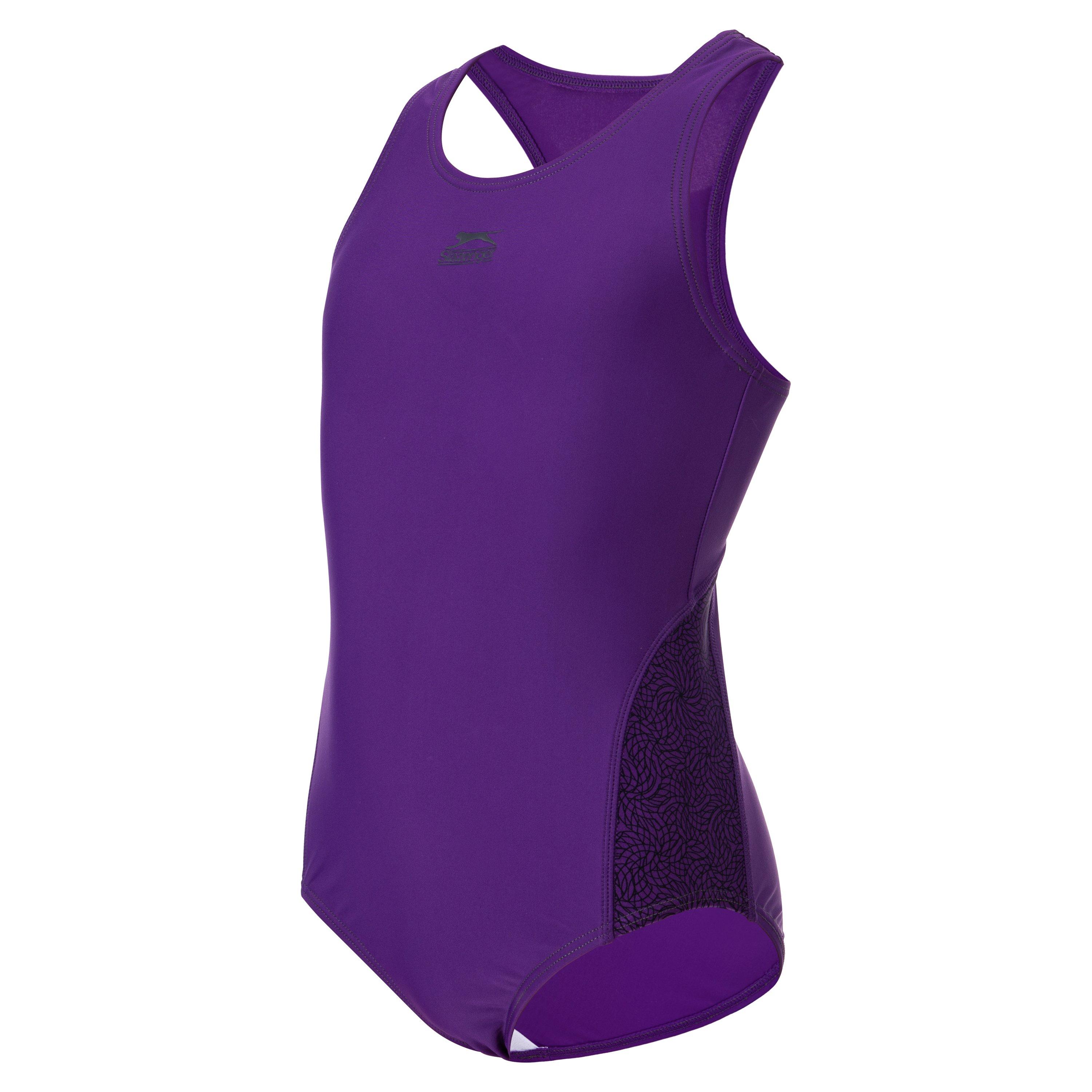 Purple - Slazenger - Slazenger Splice Racer Back Swimsuit Junior Girls - 3
