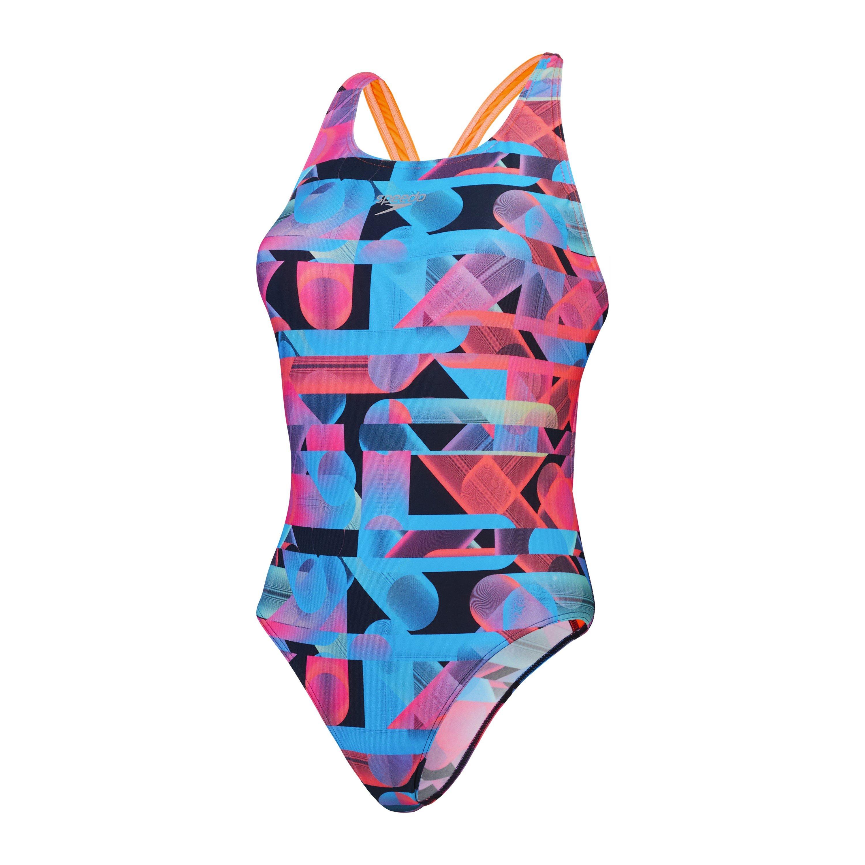 Speedo Women's Allover Digital Powerback One Piece Swimsuit - Siren Red/Blue - 6 (2XS)