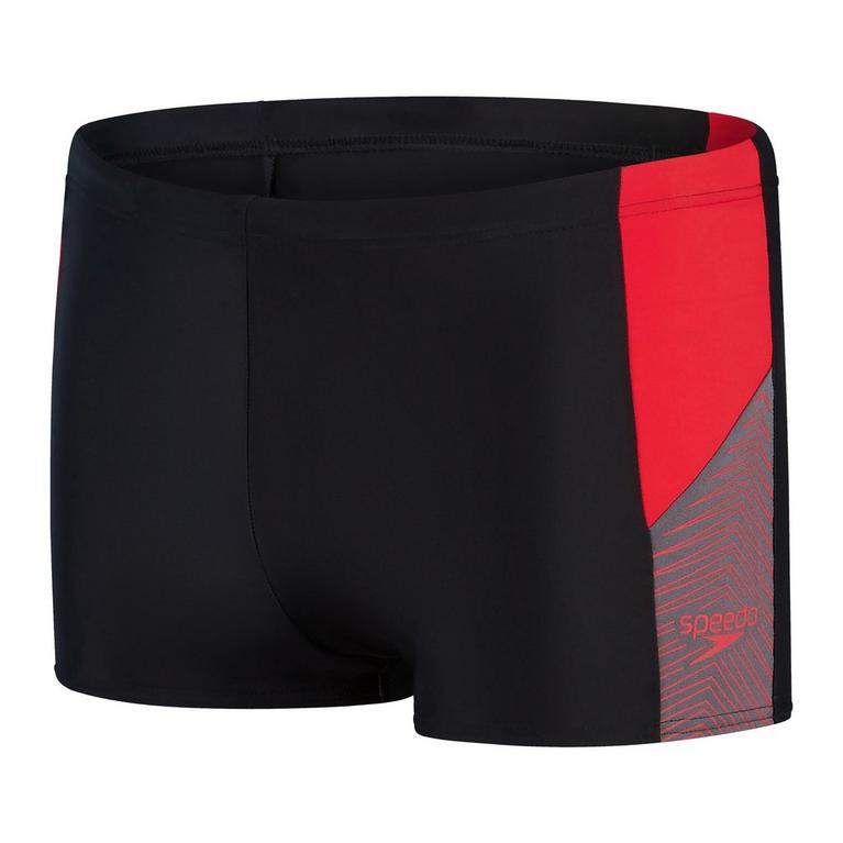 Noir/Rouge - Speedo - Side hem slits on outer shorts - 1