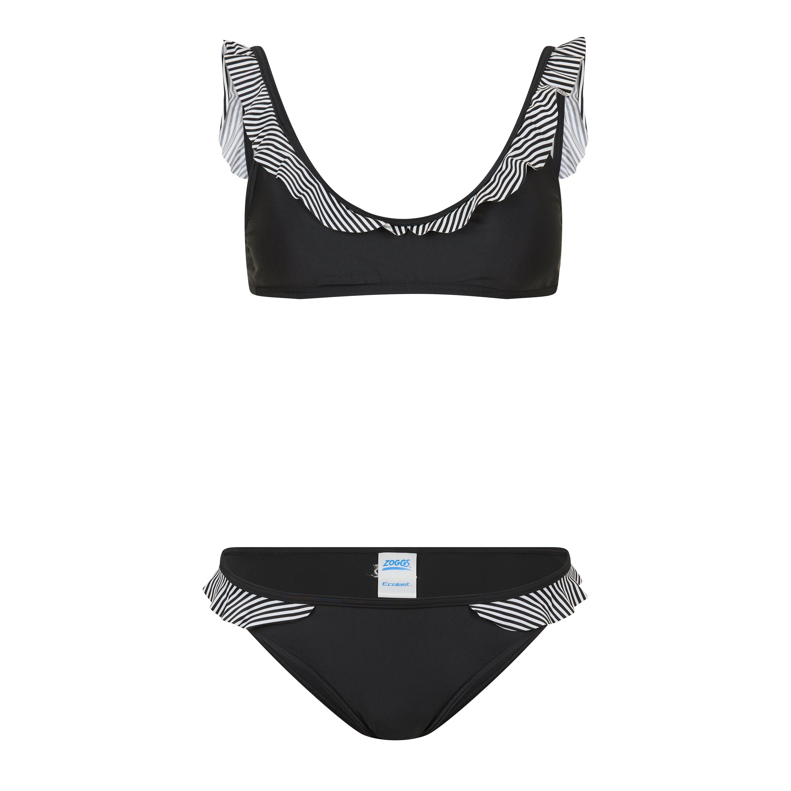 Zoggs Women's Siena Frill Bikini - Black - 10 (S)
