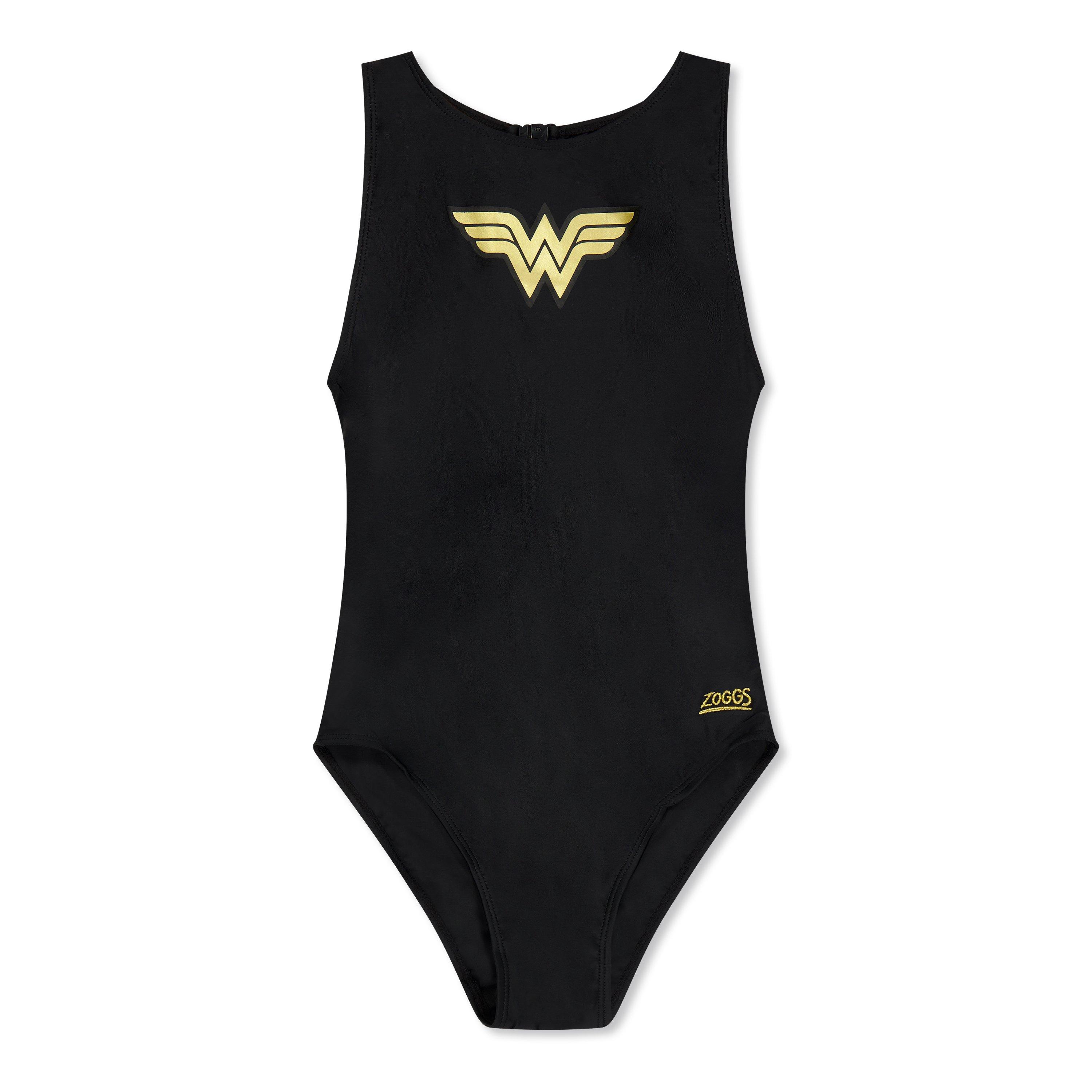 Zoggs  Kids Wonderwoman Hi Front Juniors - Black - 11-12 (L)