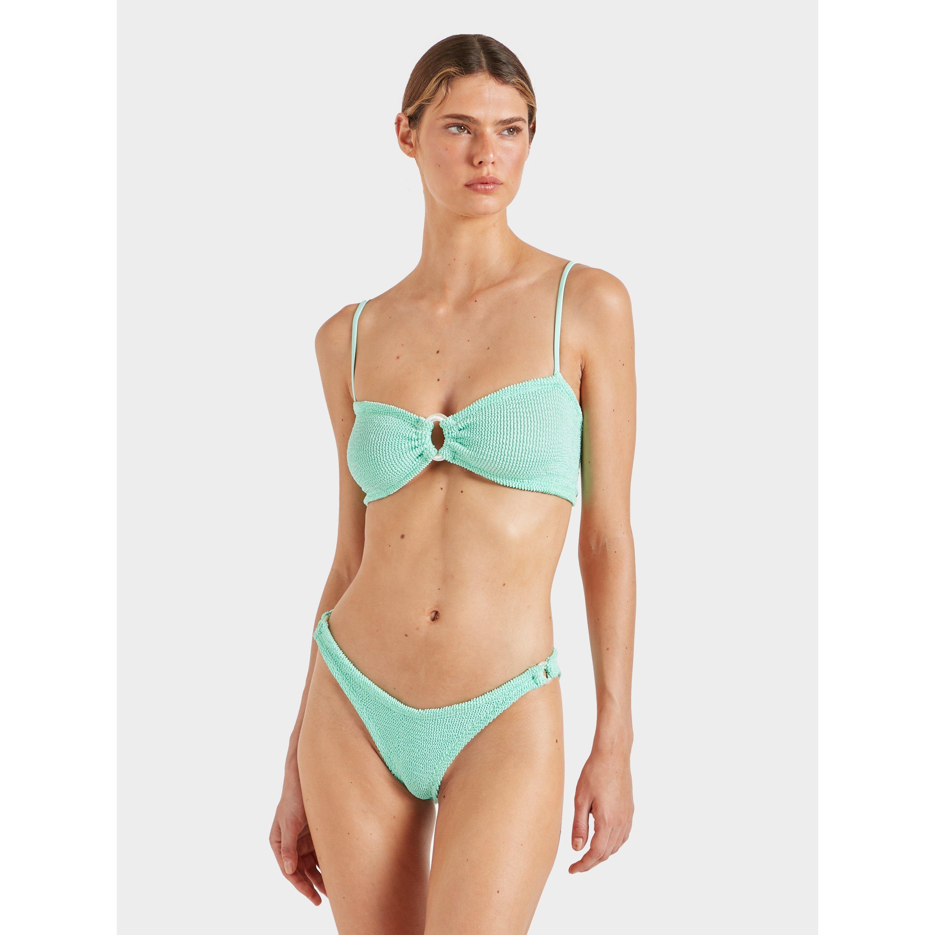 Metallic Mint - Hunza G - Women's Misty Textured Crinkle UV Protection Chlorine Resistant Bikini Set - 2