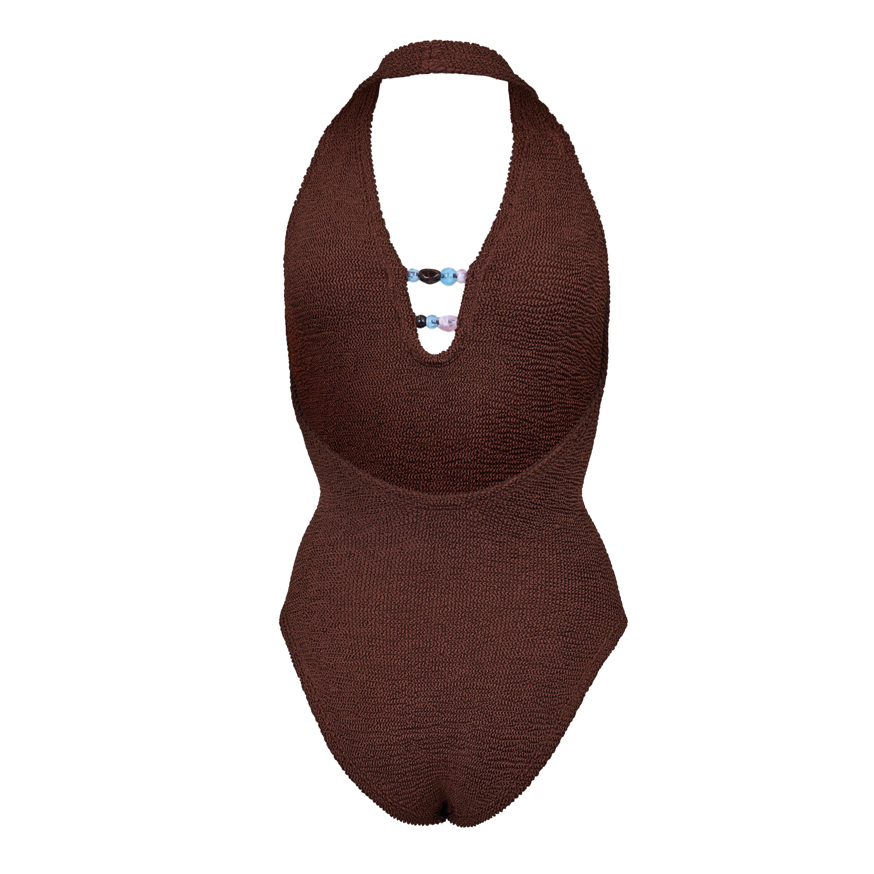 Metallic Choc - Hunza G - Adriana Beaded Swim - 2