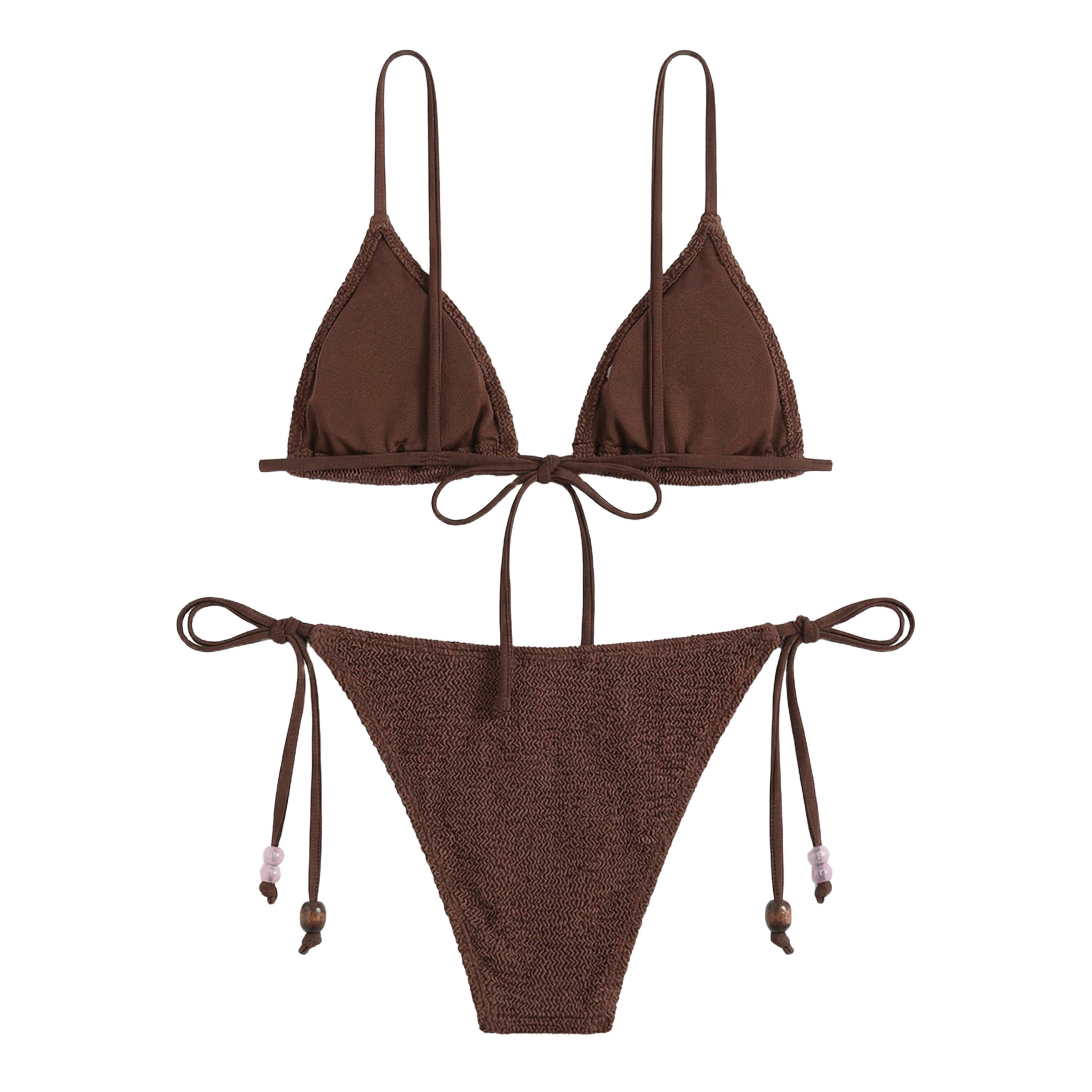 Metallic Choc - Hunza G - Gina Beaded Bikini - 2