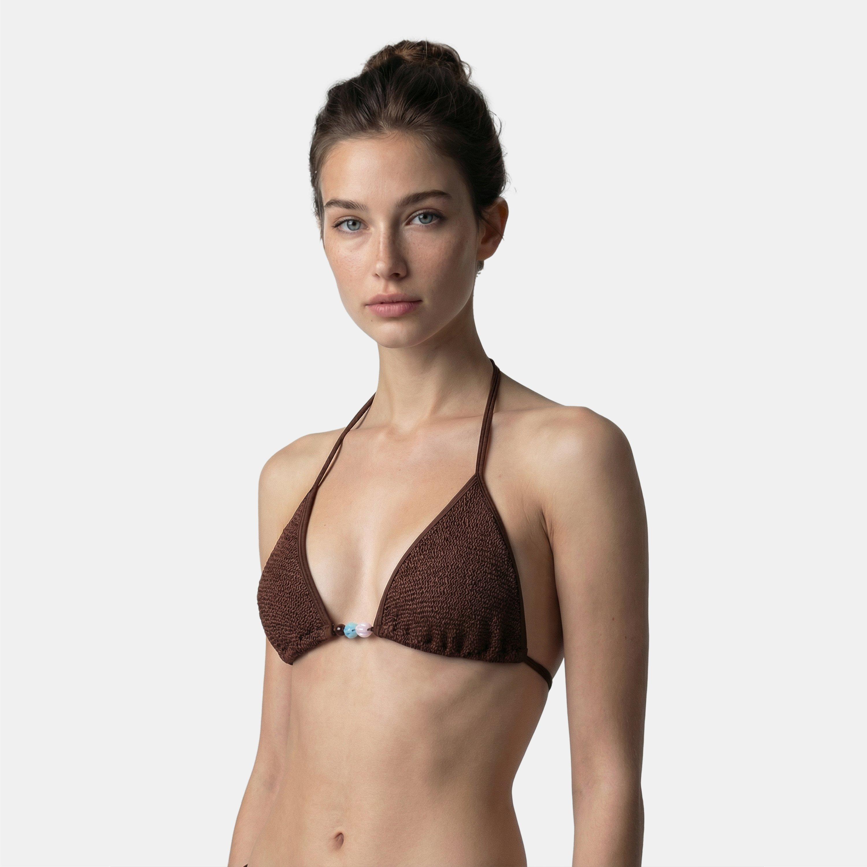 Metallic Choc - Hunza G - Gina Beaded Bikini - 3