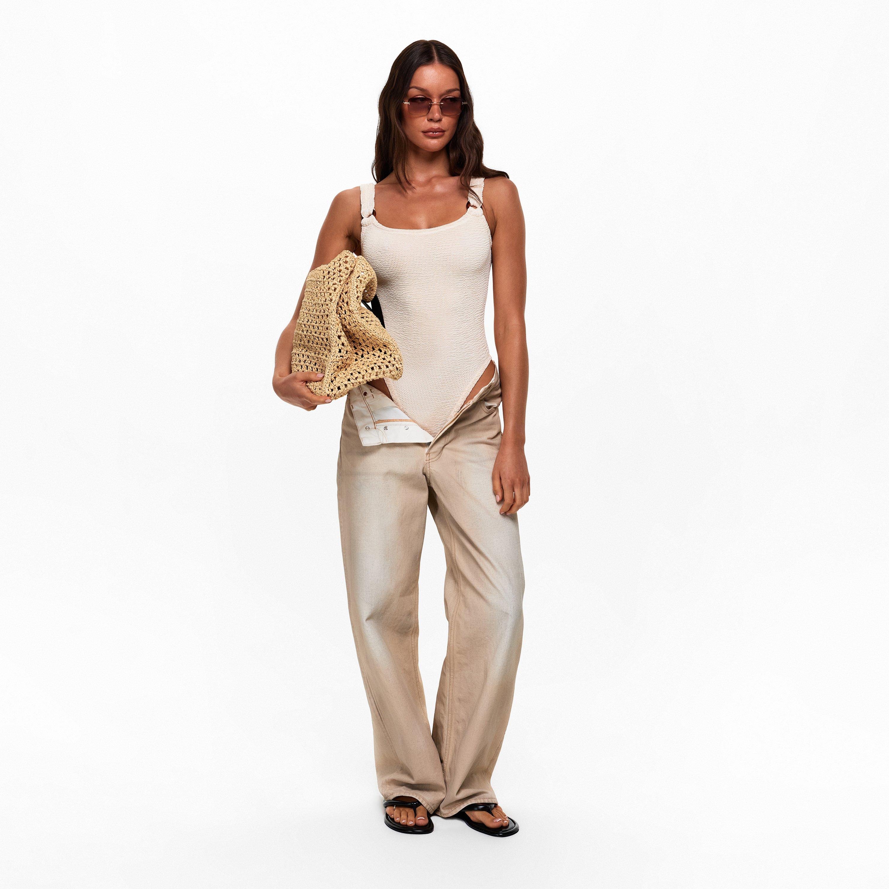 Blush - Hunza G - Women's Domino Swim Scoop Neck Swimsuit - 6