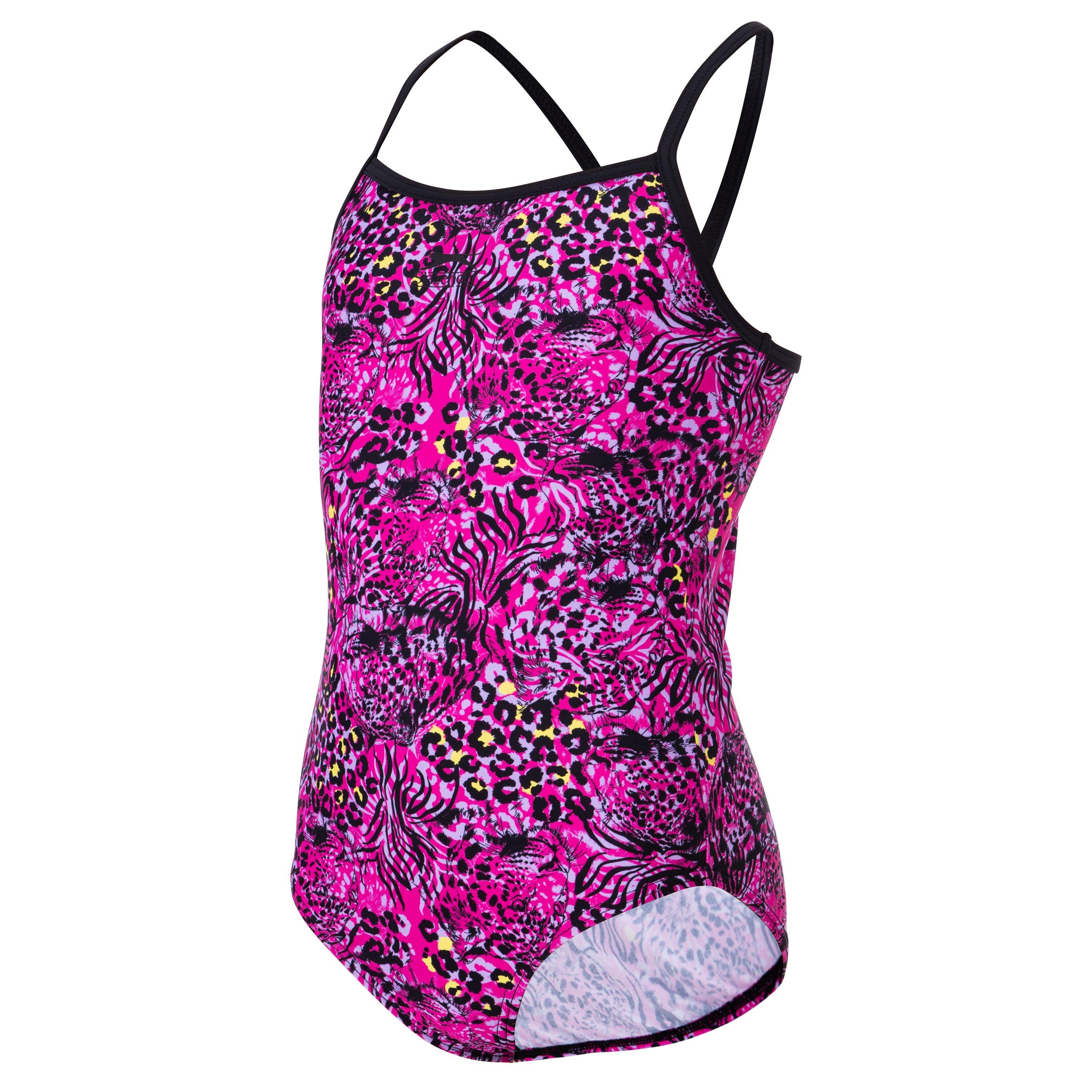 Viv Rose/Noir - Slazenger - Mesh Back Swimsuit Junior Girls - 3