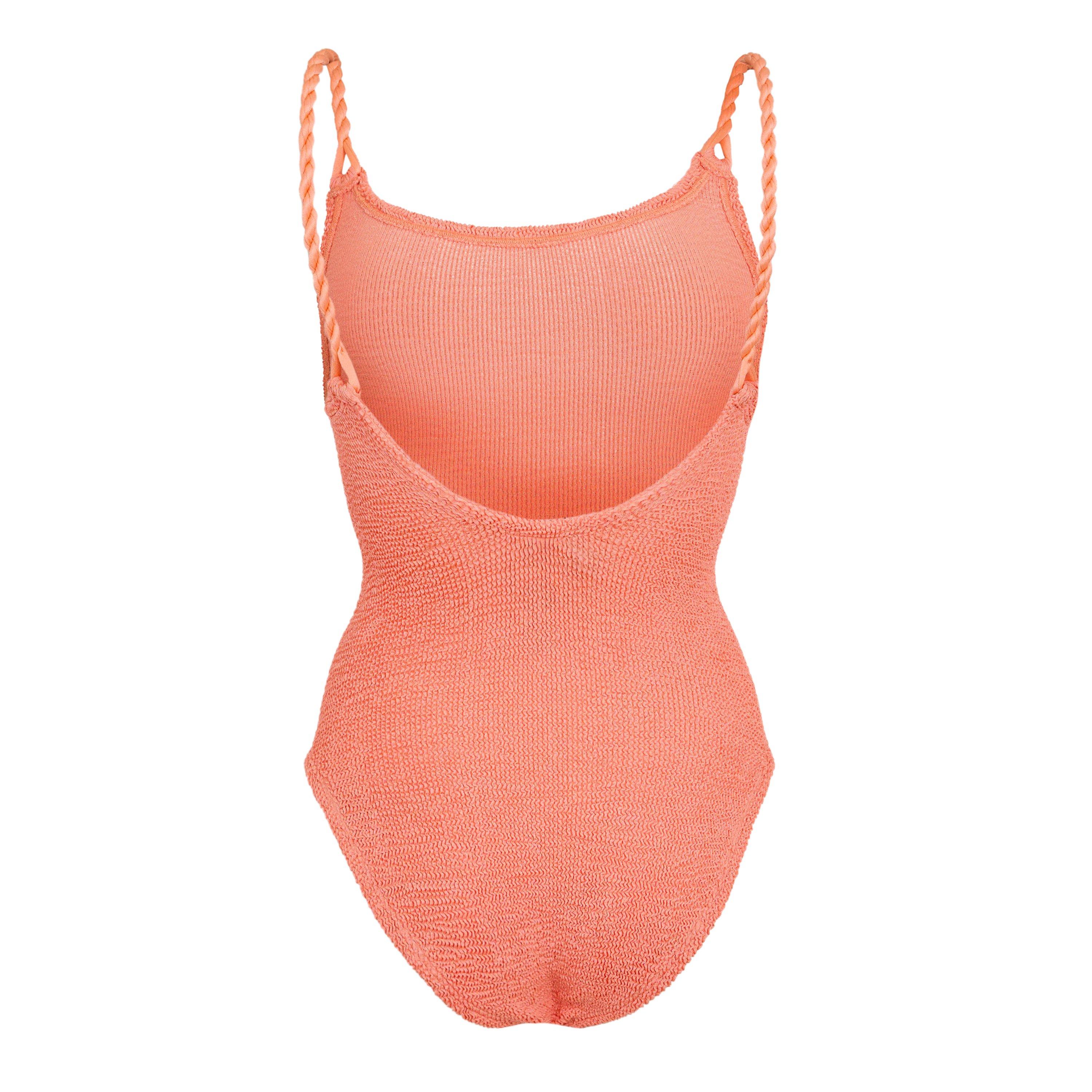 Metallic Coral - Hunza G - Women's Camille Swim Scoop Neck Swimsuit - 2