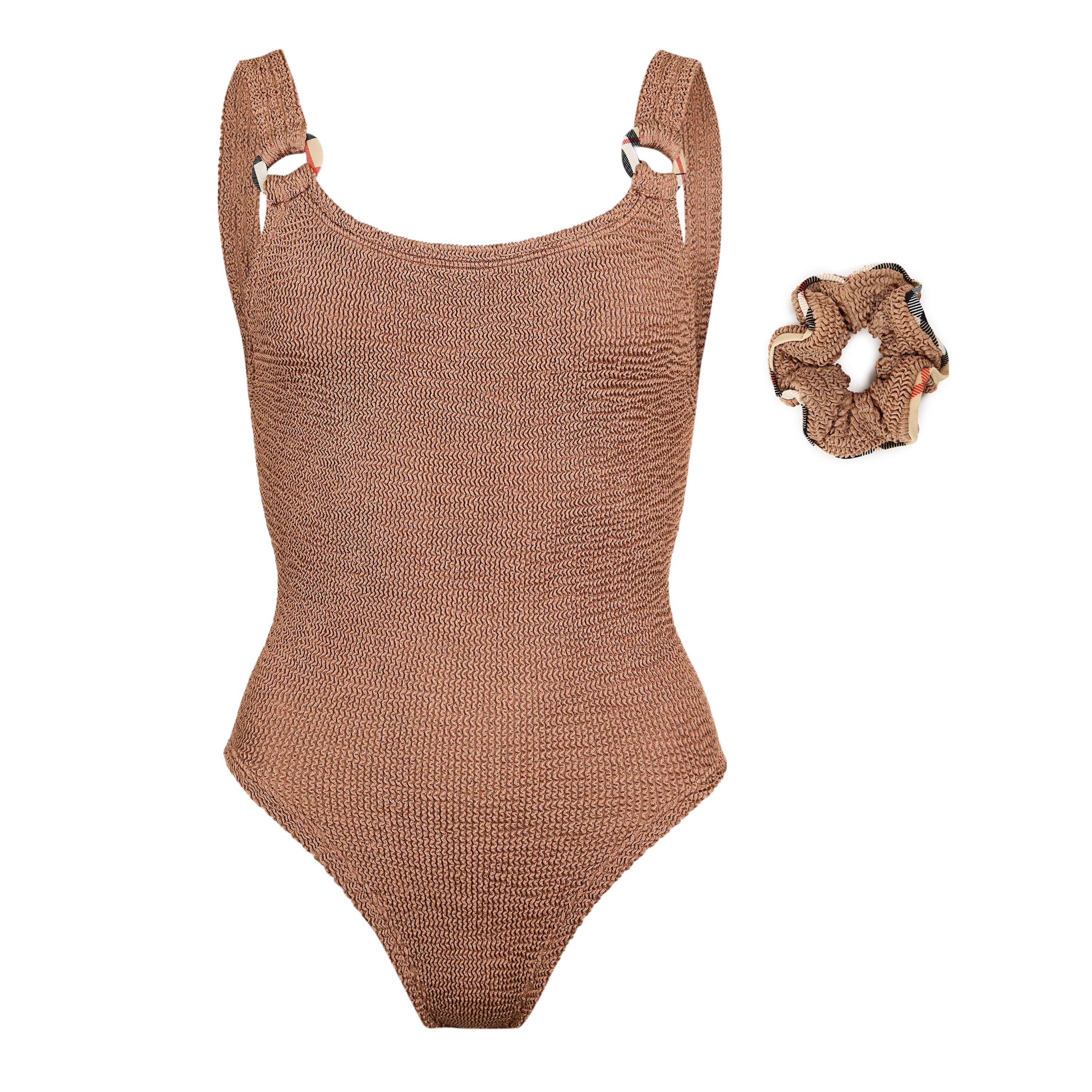 Burberry X Hunza G Womens x Hunza G Domino Swimsuit - Metallic Cocoa