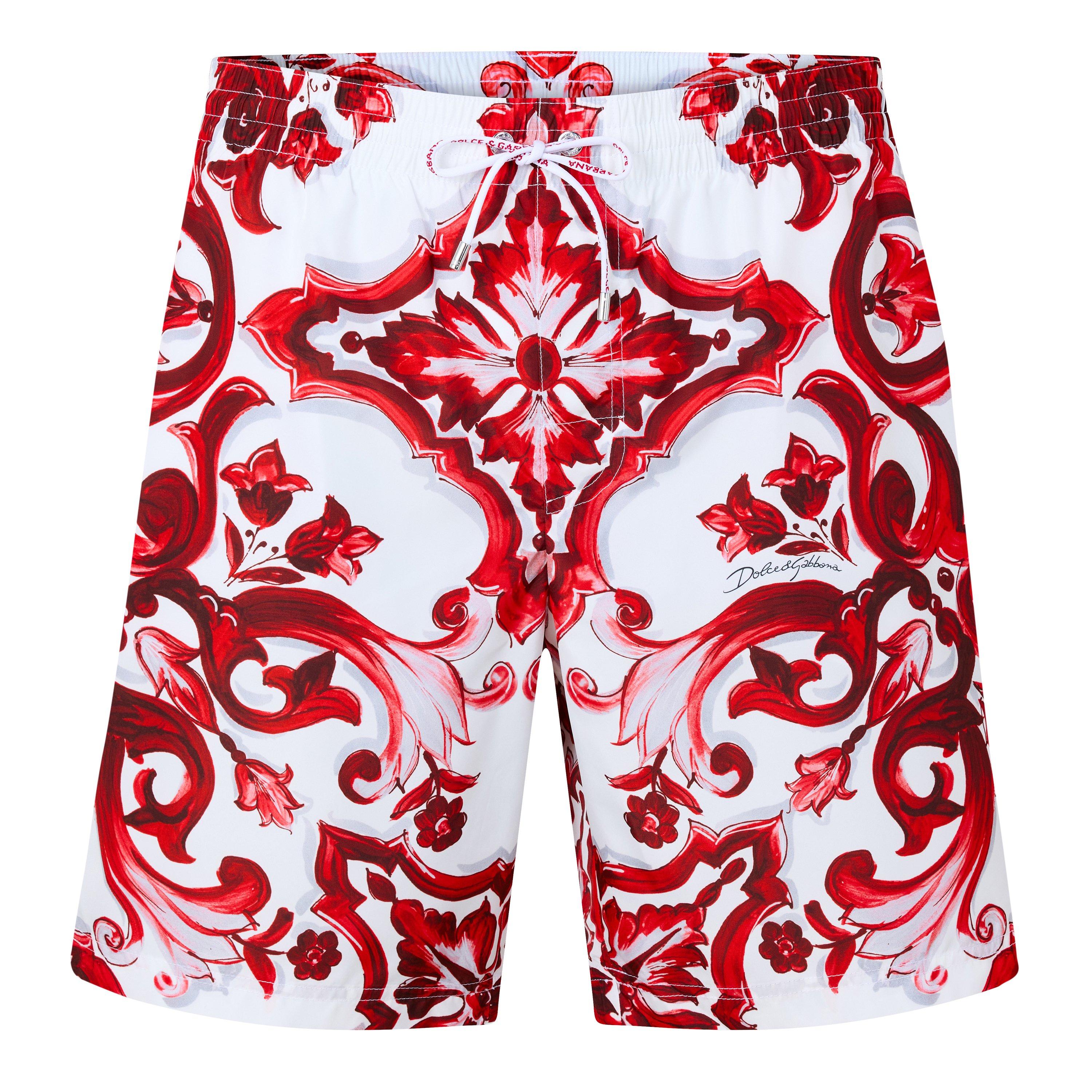 White/Red - Dolce and Gabbana - DG Maiolica Swim Sht Sn63 - 1