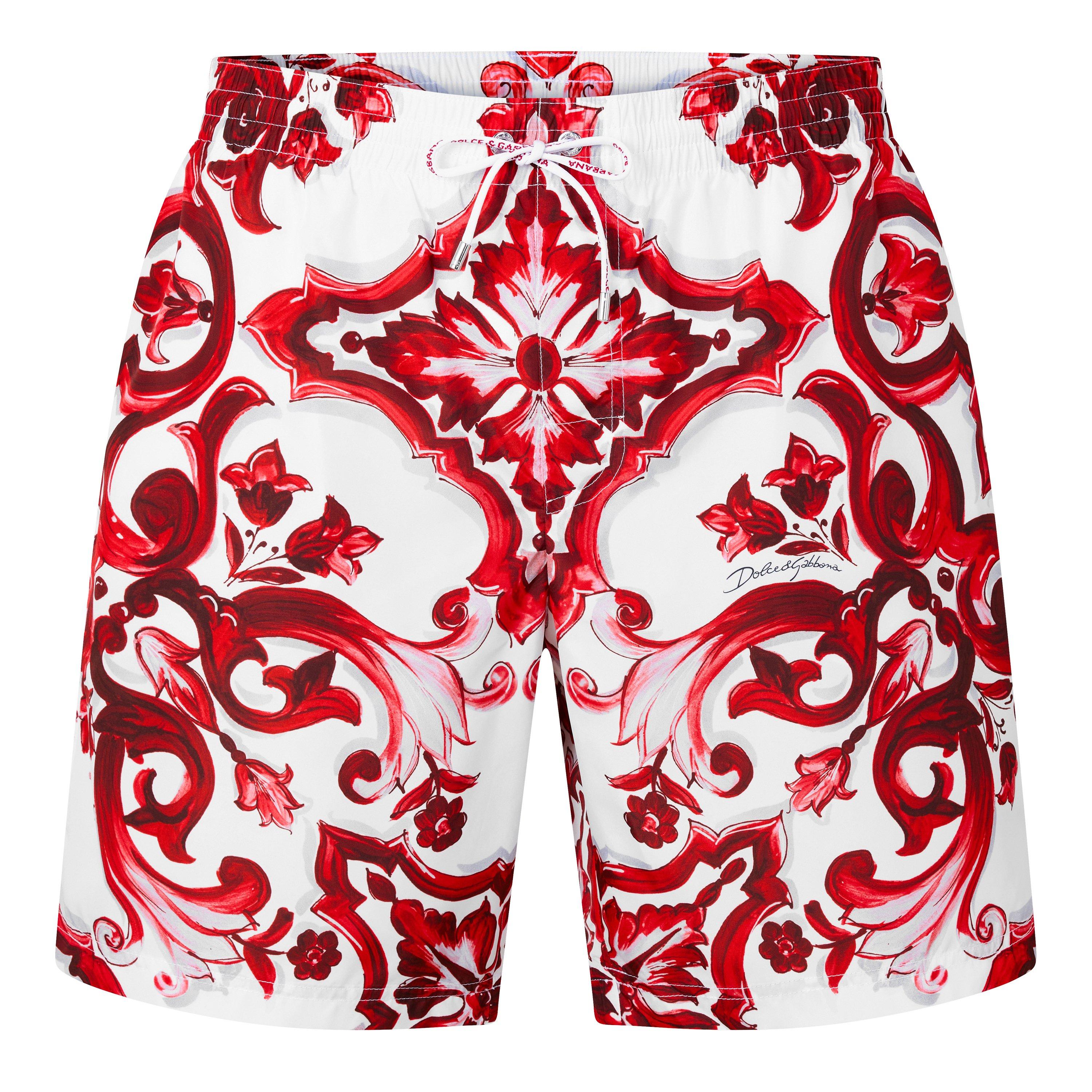 White/Red - Dolce and Gabbana - DG Maiolica Swim Sht Sn63 - 1