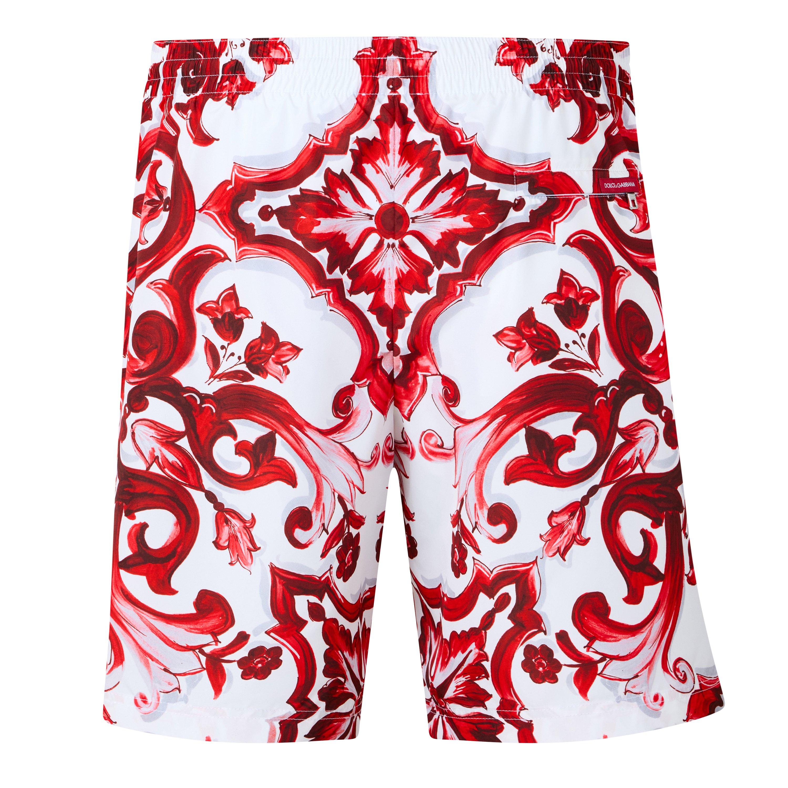 White/Red - Dolce and Gabbana - DG Maiolica Swim Sht Sn63 - 2