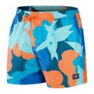 Bleu/Orange - Speedo - Mid Length Abstract Swim Shorts - 1