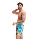 Bleu/Orange - Speedo - Mid Length Abstract Swim Shorts - 3