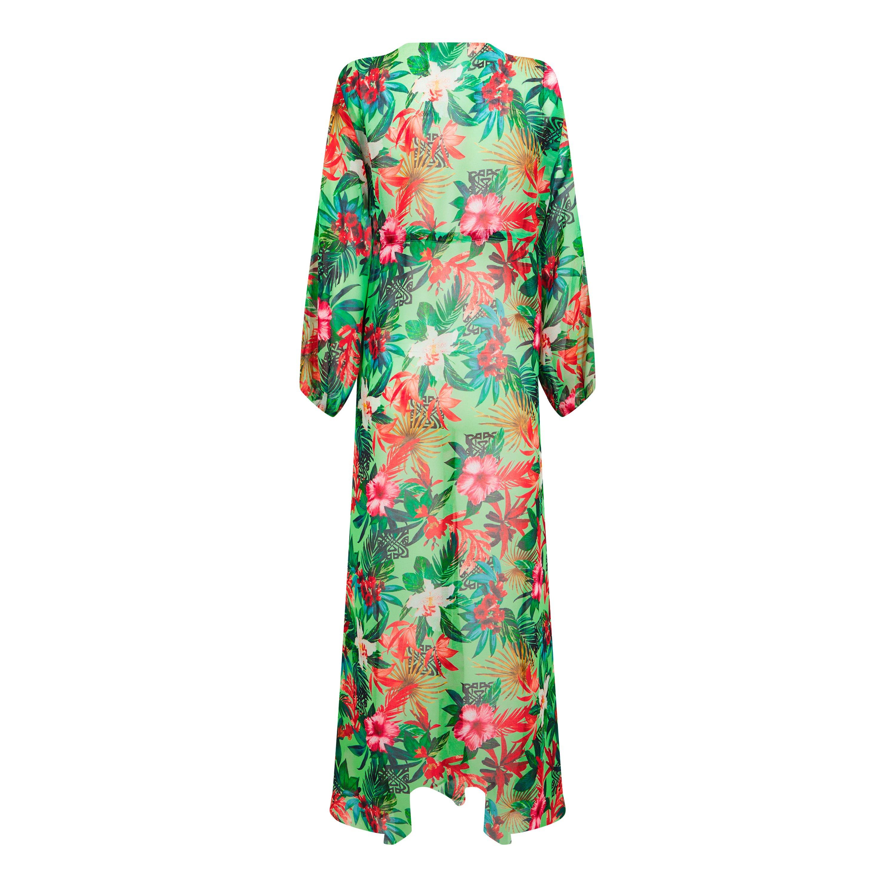 Tropical Print - Biba - Women's Bell Sleeve Kaftan - 5