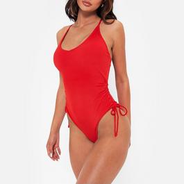 I Saw It First ISAWITFIRST Rib Ruched High Leg Plunge Swimsuit