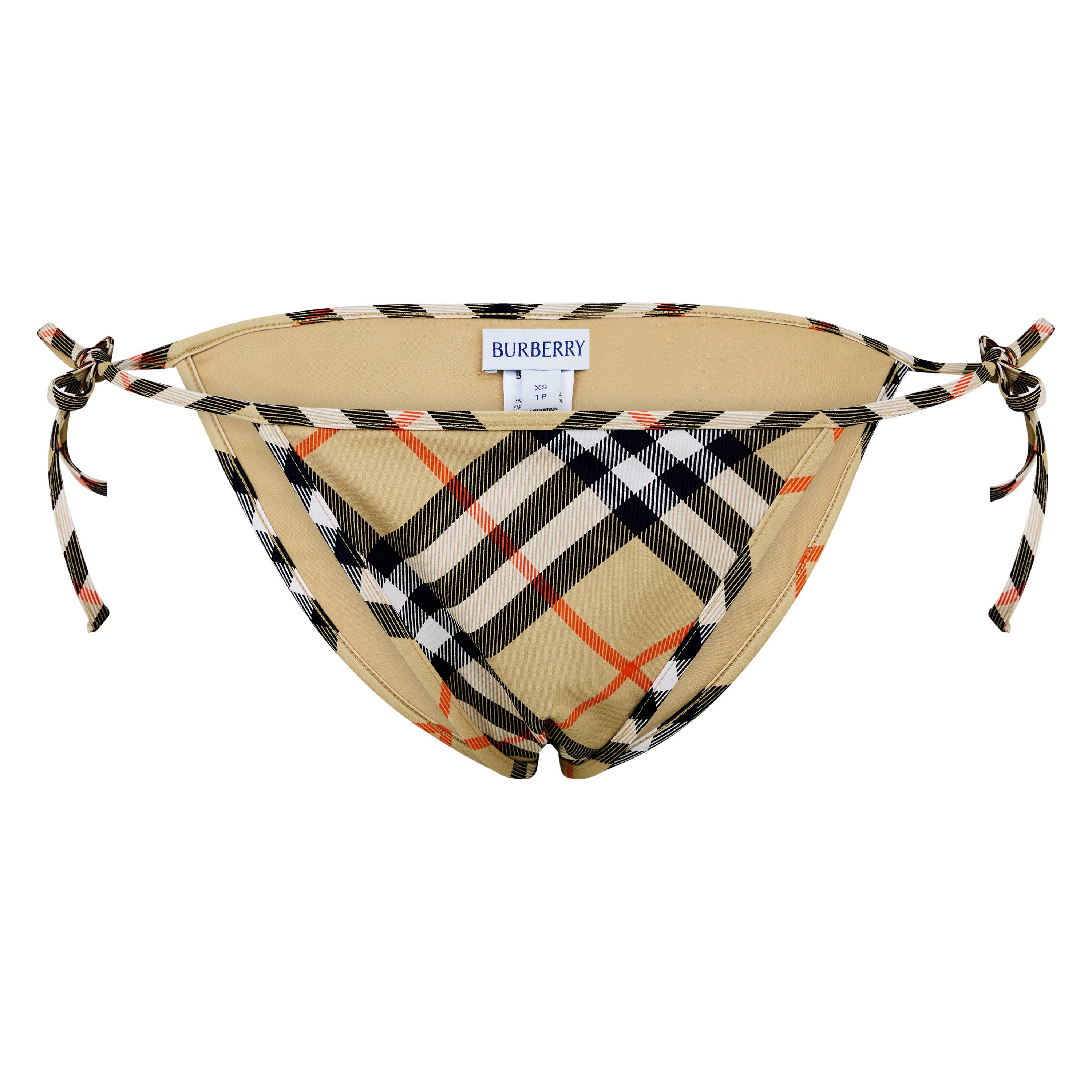 Burberry Women's Archival Check Tailored Swimwear Bikini Brief - Sand - Size 10 (S)