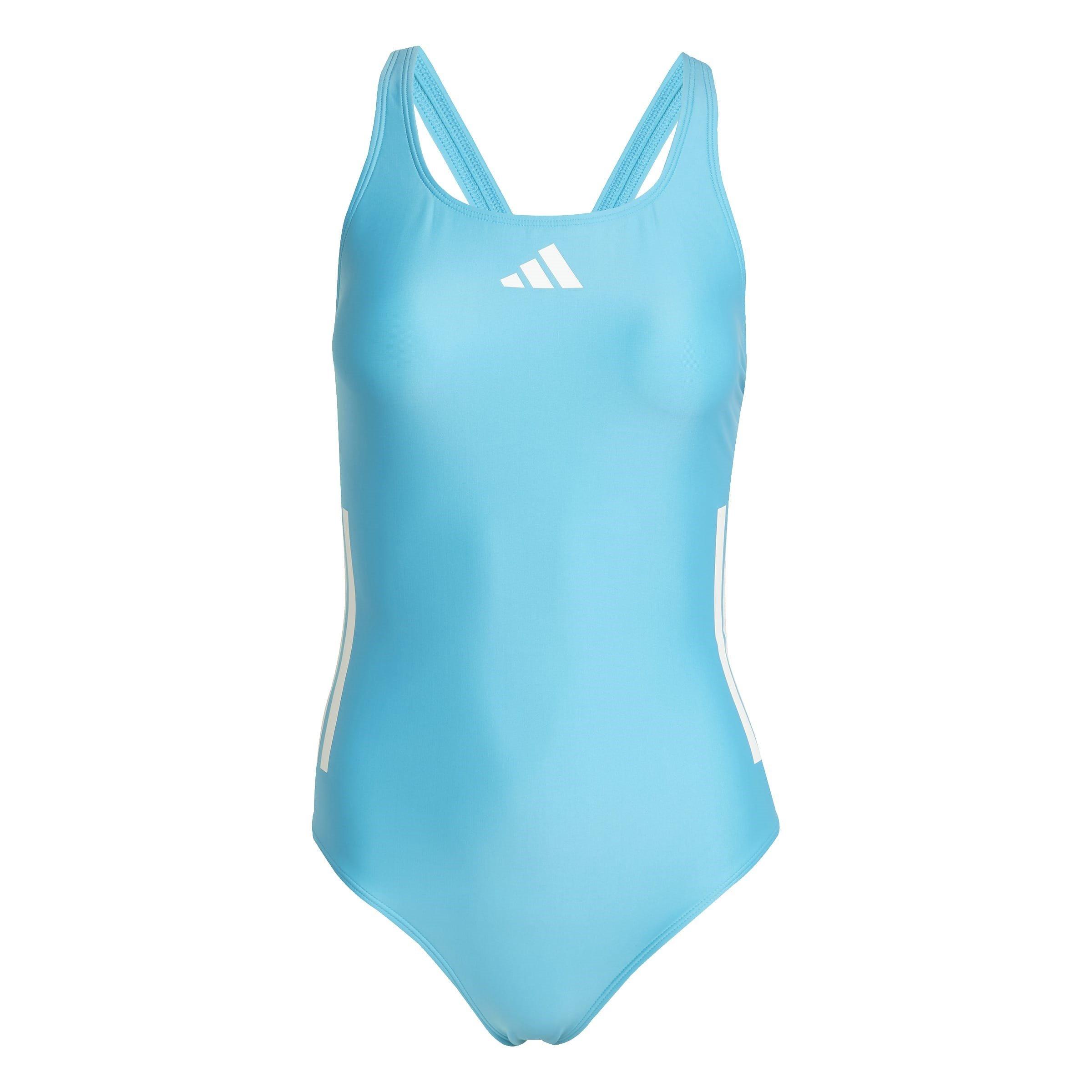 Adidas Women's Sh3.ro Classic 3-Stripes Swimsuit - Cyan/White - 10 (S)