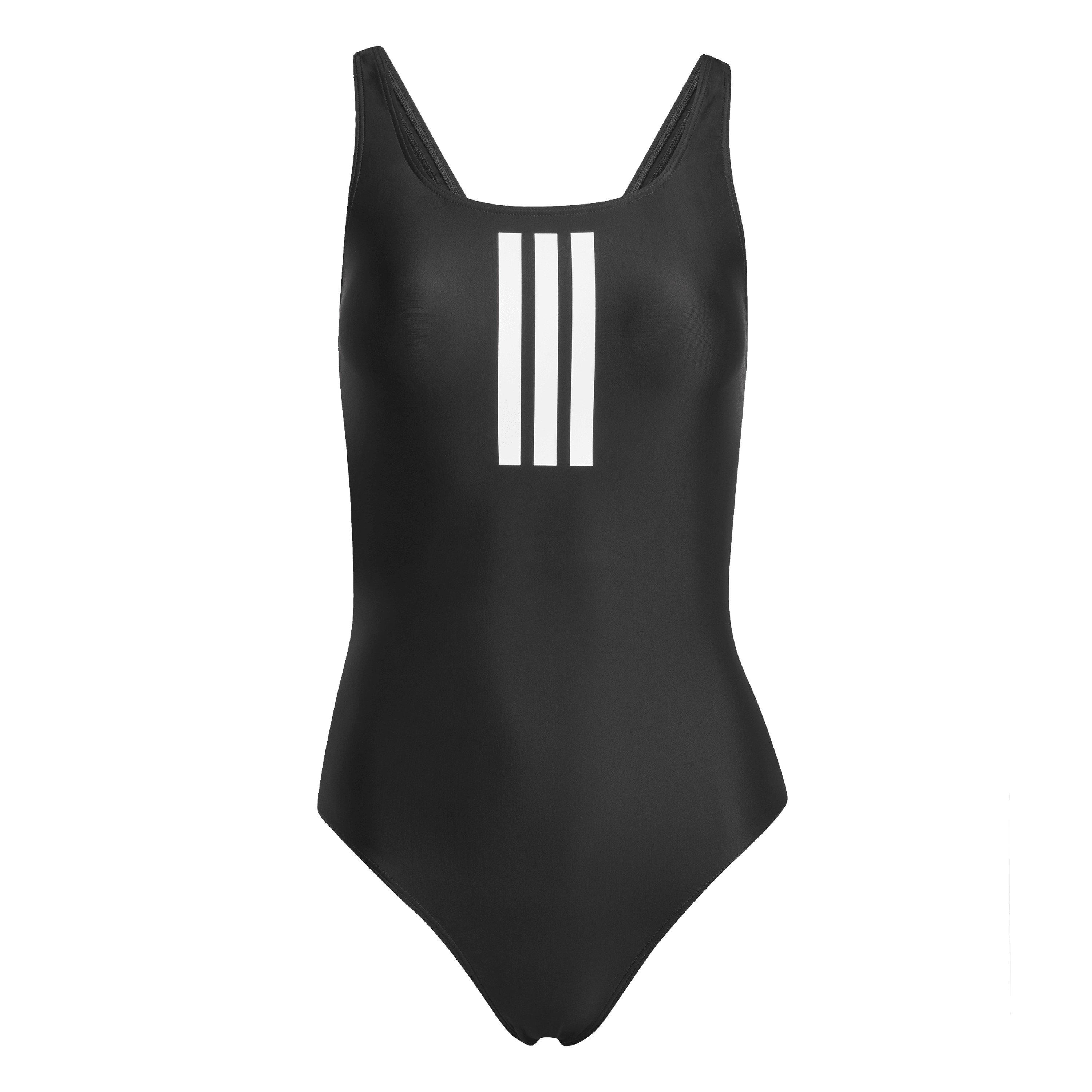 Black/White - adidas - SH3.RO Classic 3-Stripes Swimsuit Womens - 1