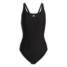 Negro/Blanco - adidas - SH3.RO Classic 3-Stripes Swimsuit Womens - 1