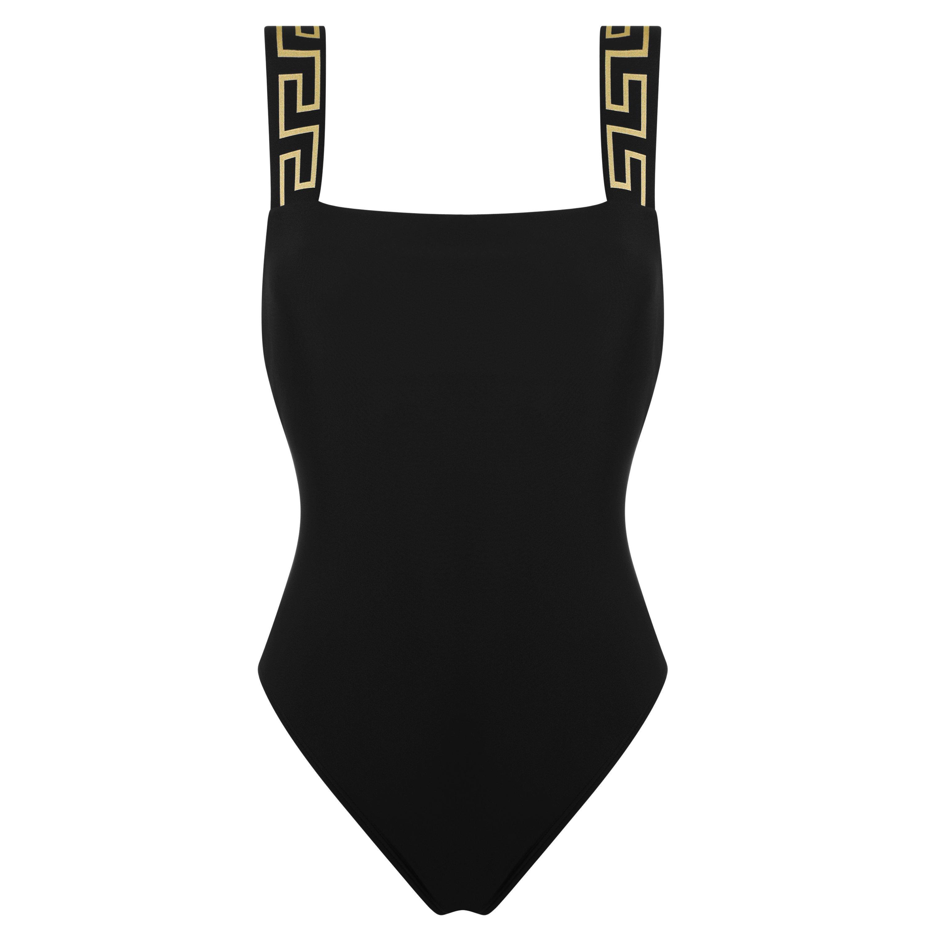 Black A1008 - Versace Icon - Greca Border One-Piece Swimsuit - 1