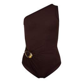 Bottega Veneta One Shoulder Stretch Nylon Swimsuit