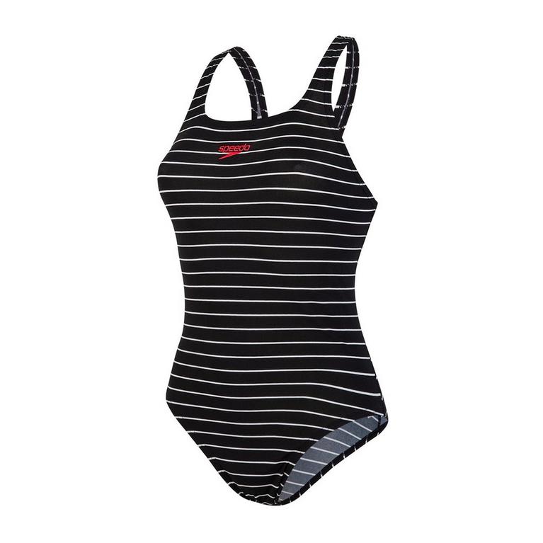 Noir/Blanc - Speedo - Endurance+ Printed Medalist Swimsuit Ladies - 1