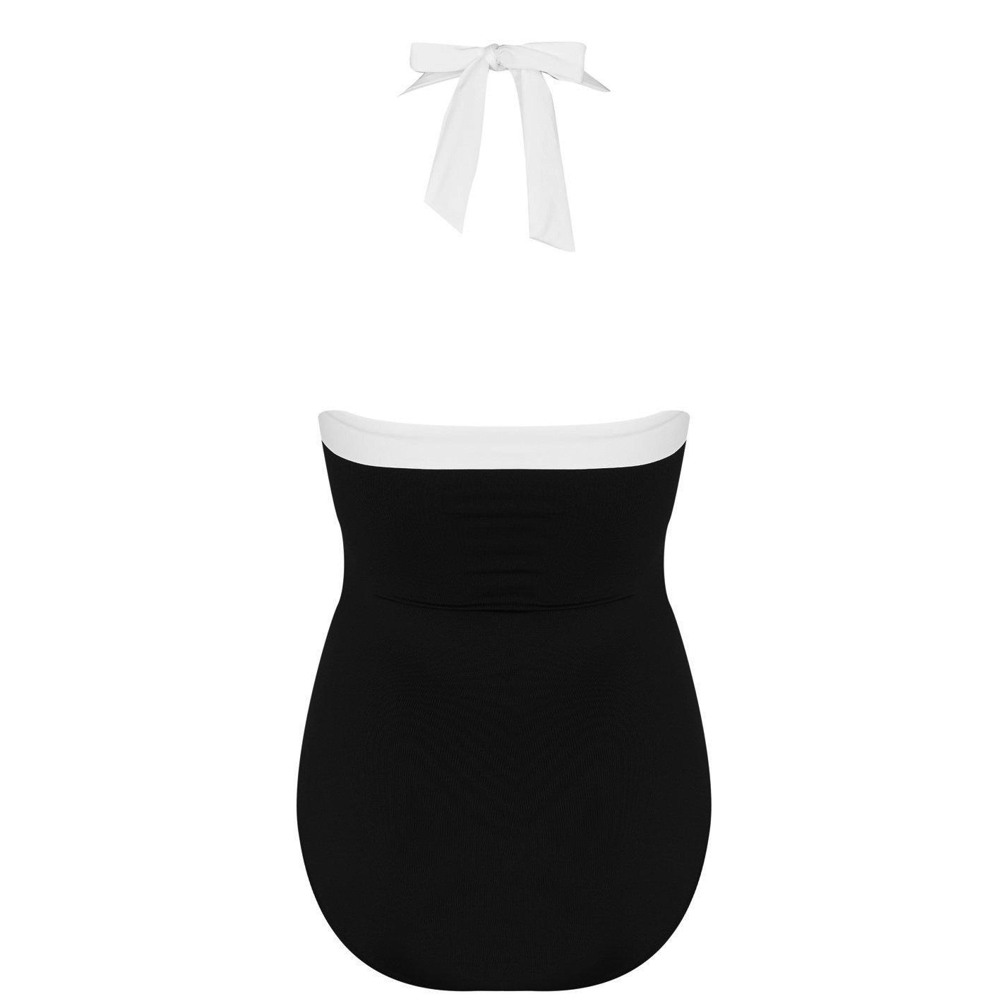 Black/White - Lauren by Ralph Lauren - Shirred Contrast Trim Swimsuit - 2