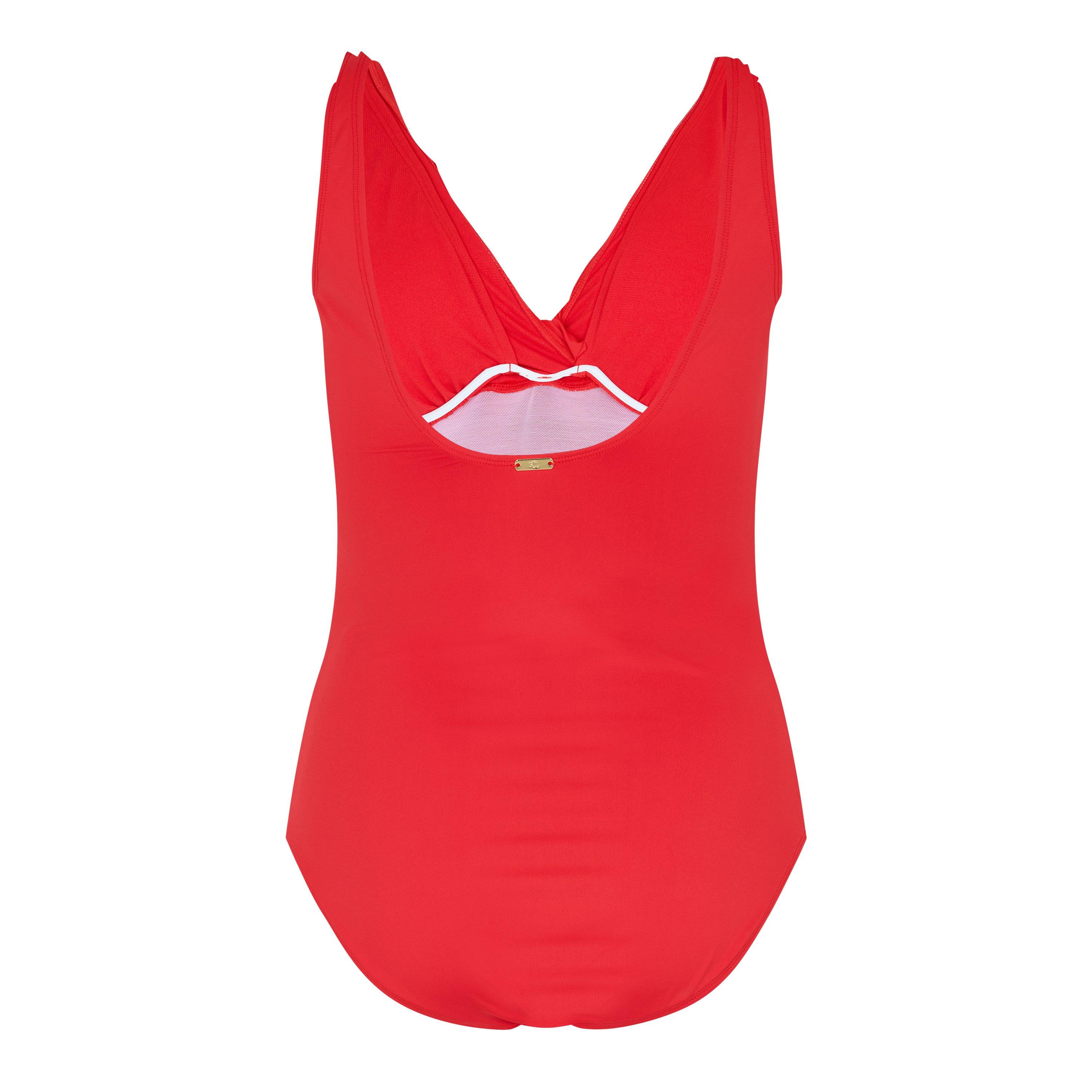 Red - Lauren by Ralph Lauren - Ruffle-Trim One-Piece - 2