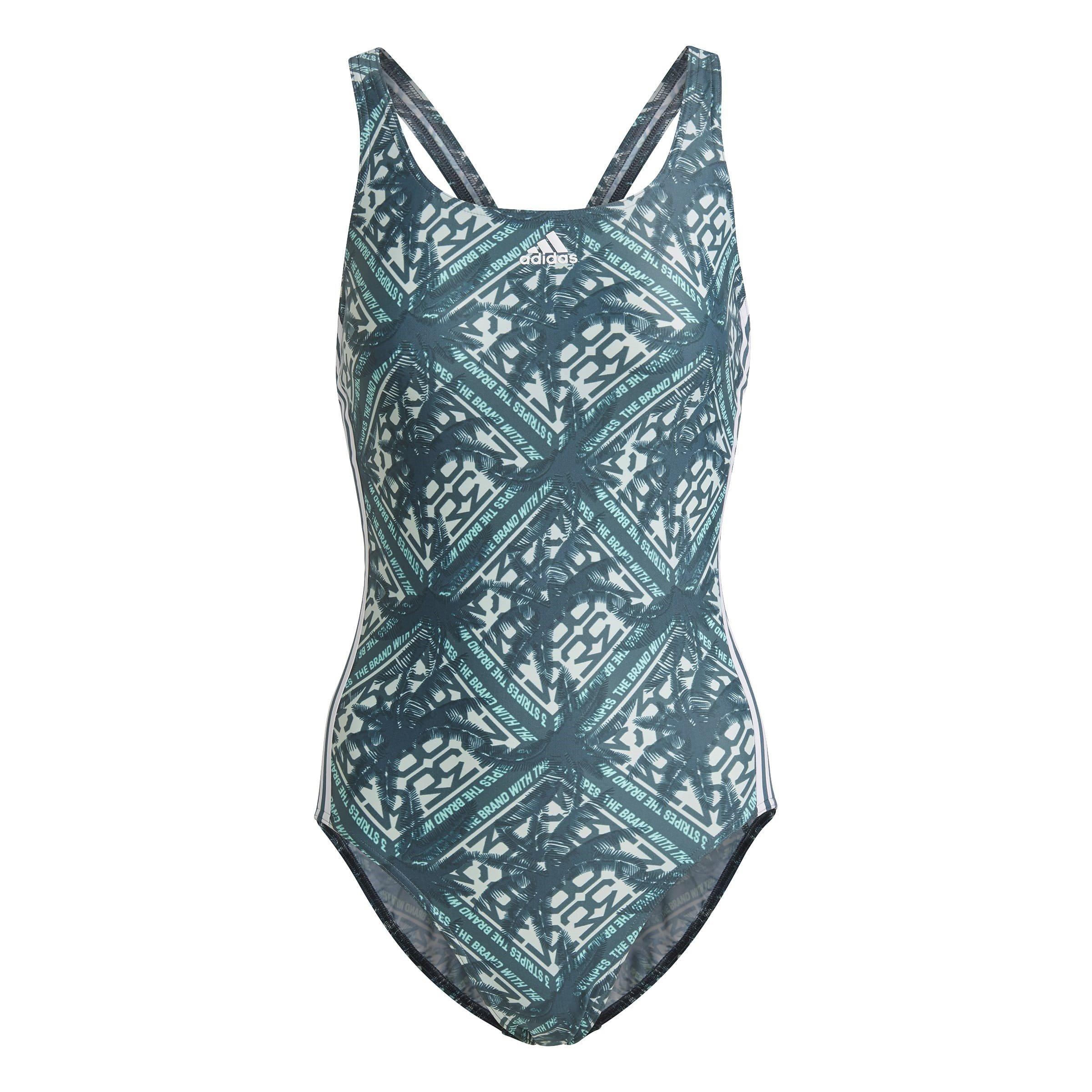 Verde - adidas - Women's Festivibes Stripes One Piece Swimsuit