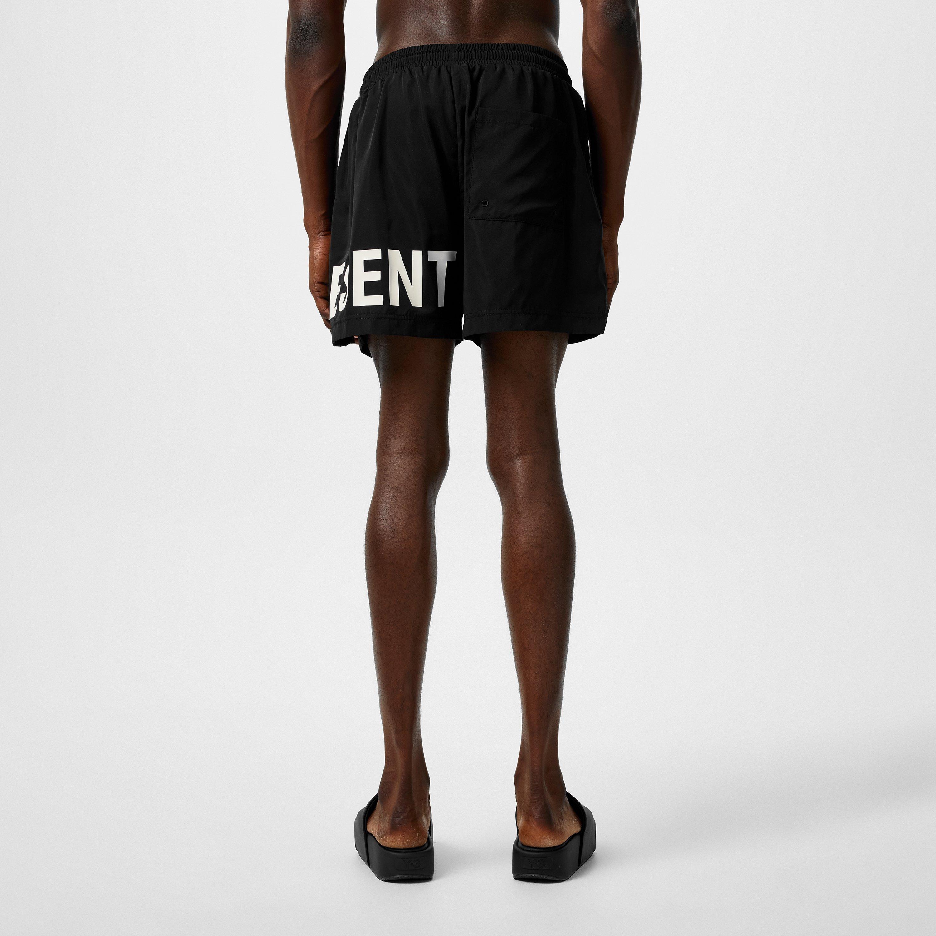 Black - Represent - Men's Text Logo Swim Shorts, Large Print - 4