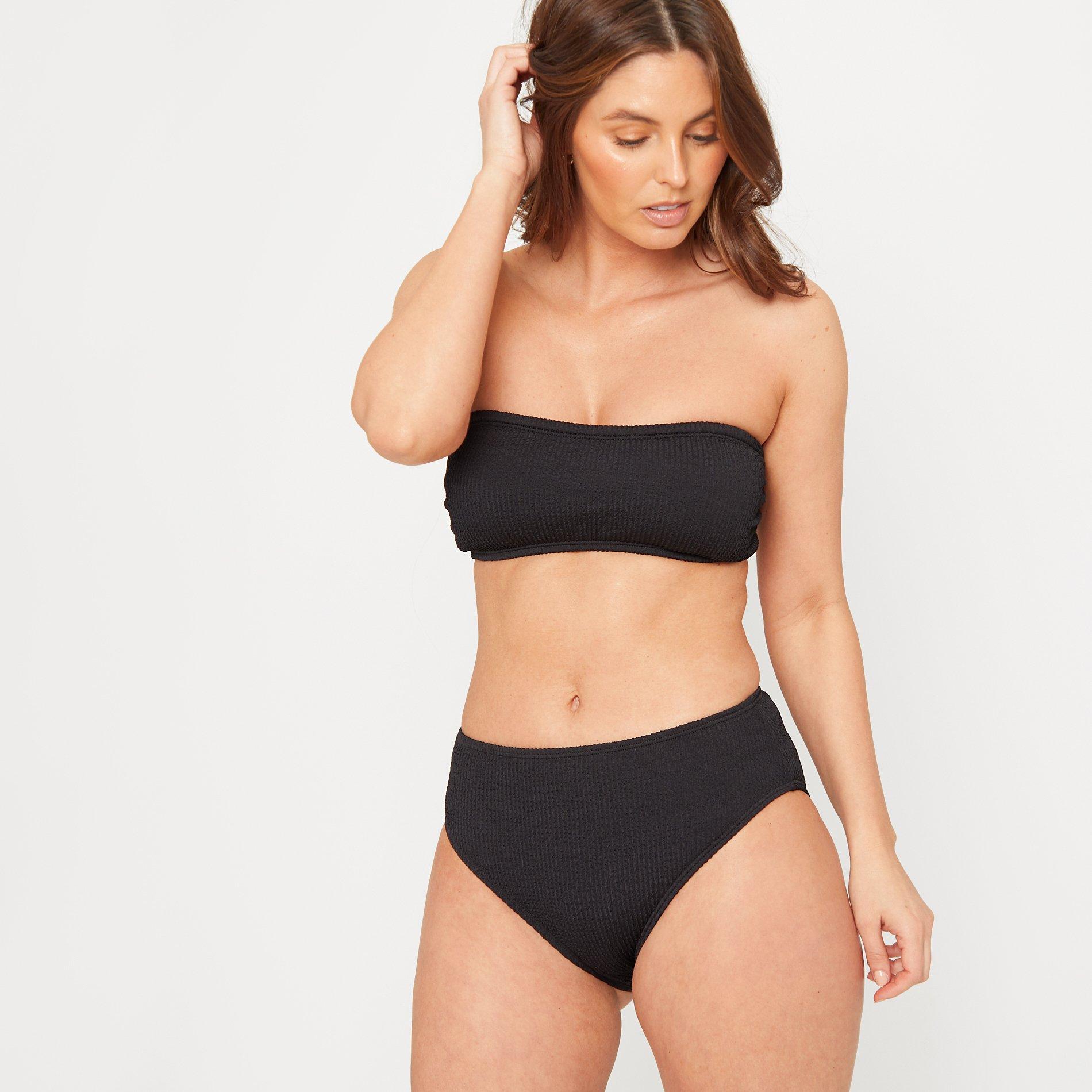 Black - Be You - Textured Bandeau Bikini Top - 5