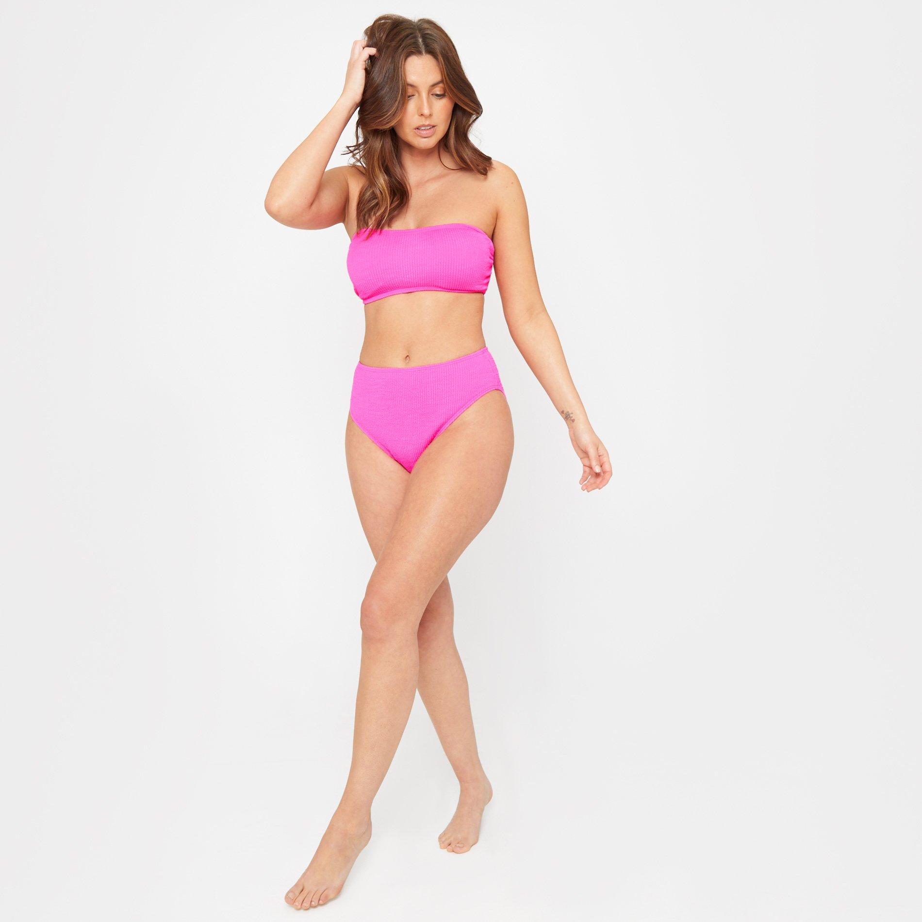 Hot Pink - Be You - Ladies Textured Bandeau Bikini Top - 3