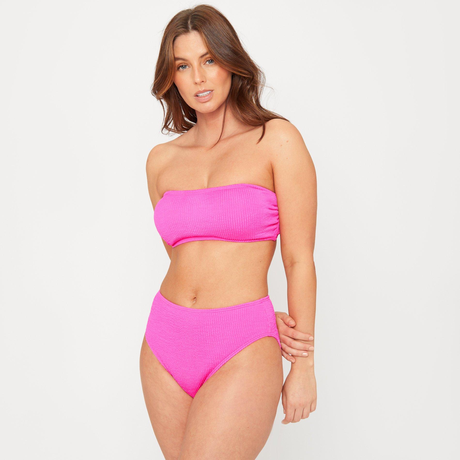 Hot Pink - Be You - Ladies Textured Bandeau Bikini Top - 4