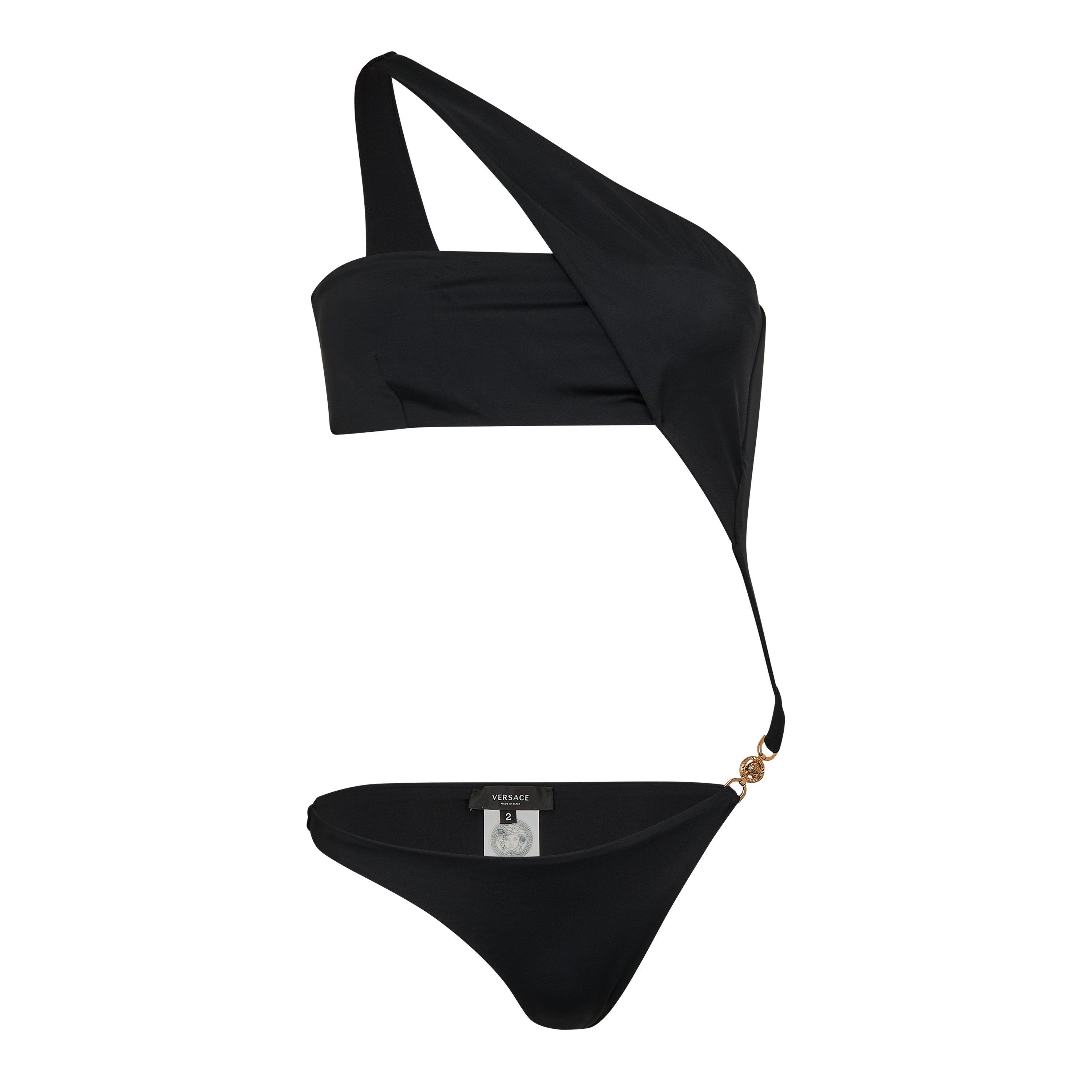 Black - Versace - Women's Cutout Plunge Swimsuit - 1