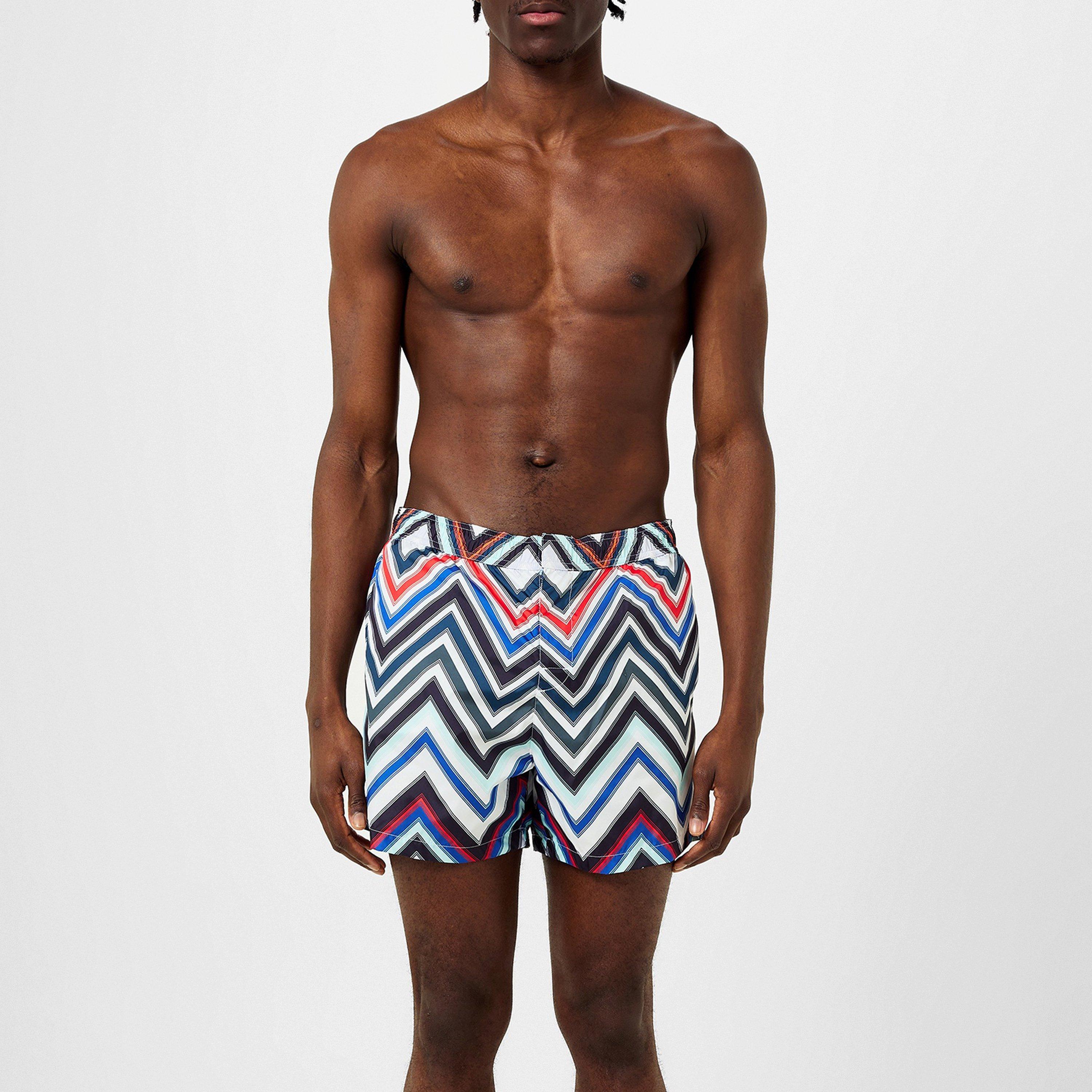NVY WHT RED - Missoni - Zigzag Swim Shorts - 3