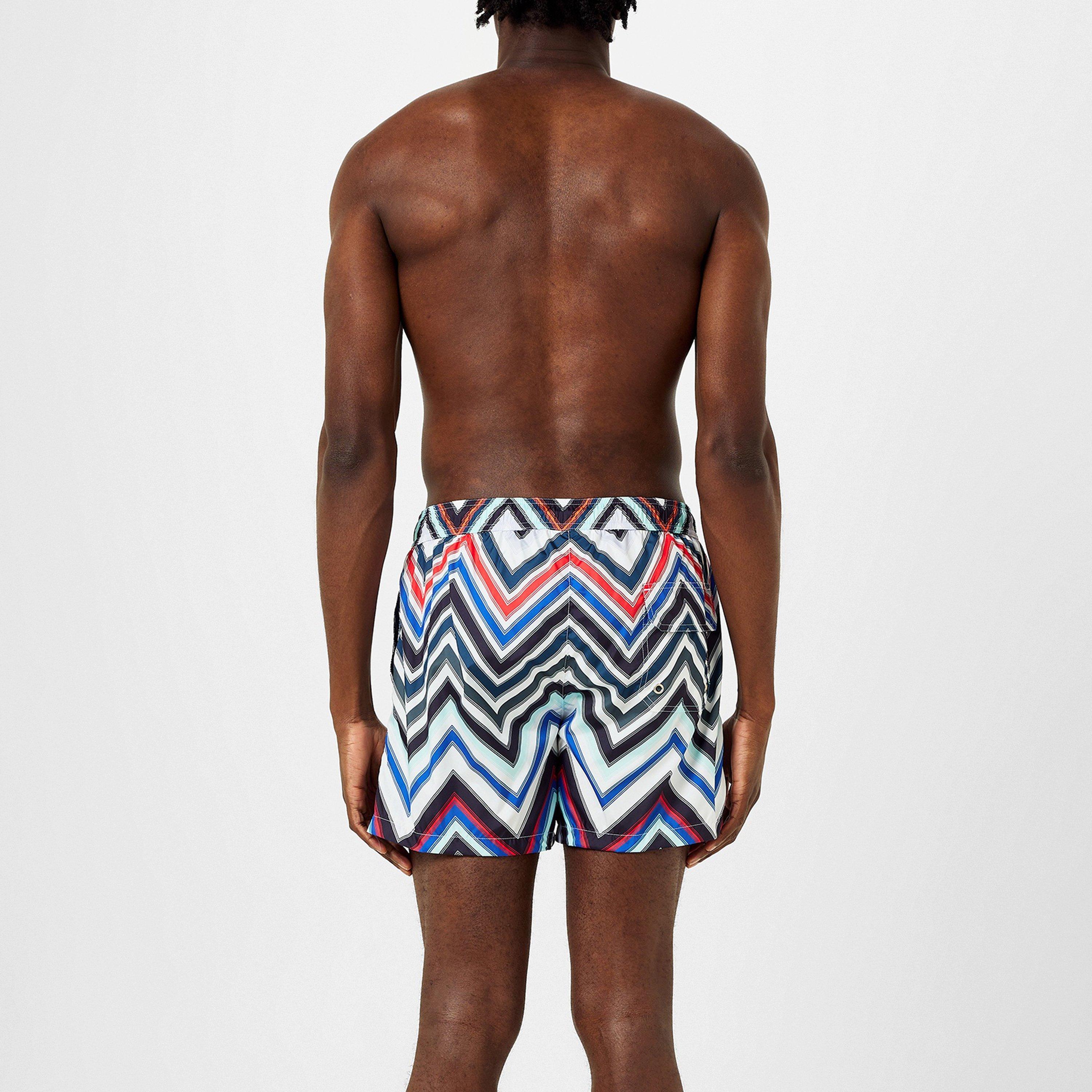 NVY WHT RED - Missoni - Zigzag Swim Shorts - 4