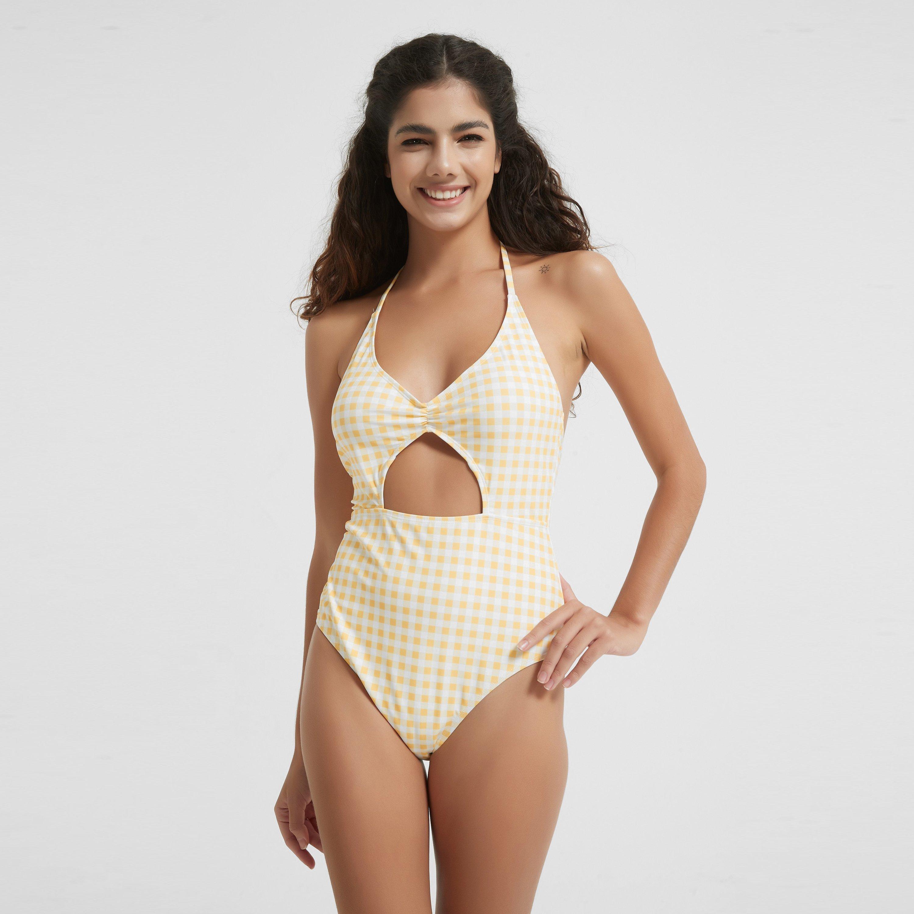 Jaune - Be You - BY Gingham Cut-Out Plunge Swimsuit - 2