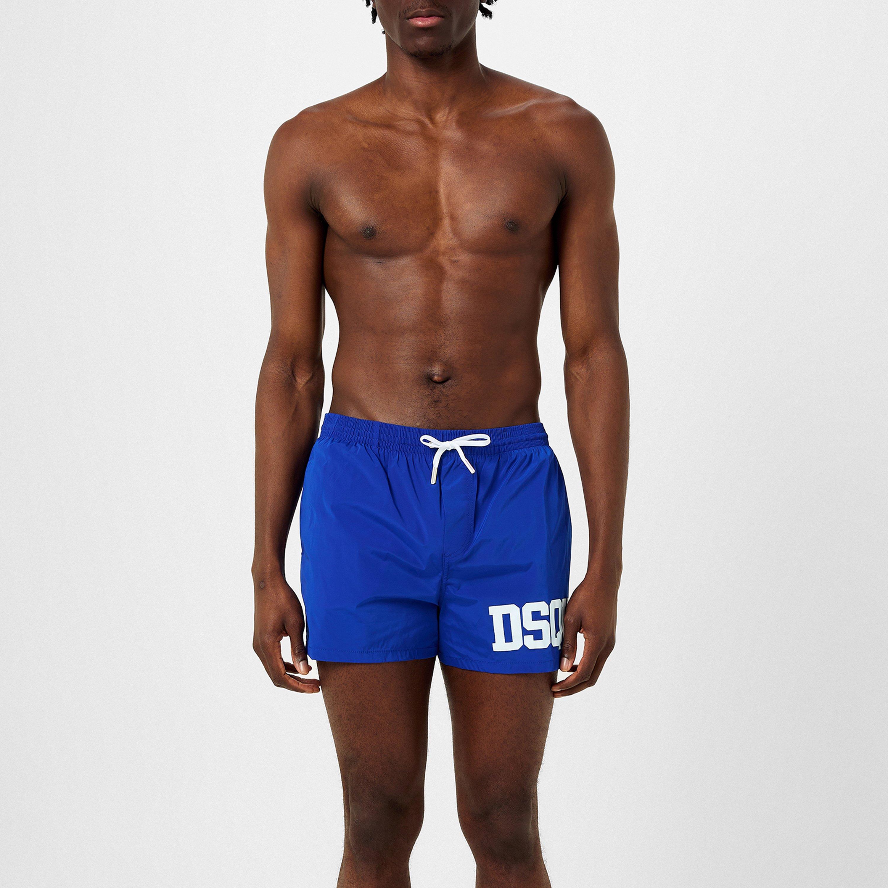 Blue/White - DSquared2 - Men's Varsity Logo Swim Shorts - 3