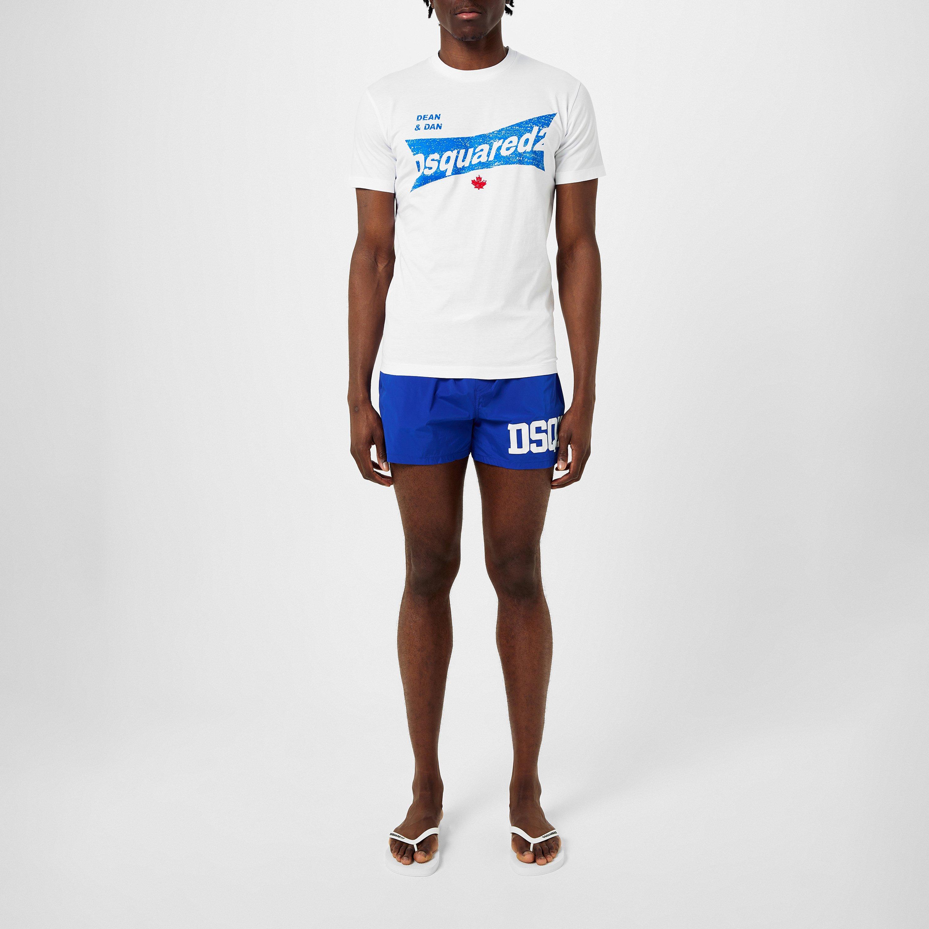 Blue/White - DSquared2 - Men's Varsity Logo Swim Shorts - 6