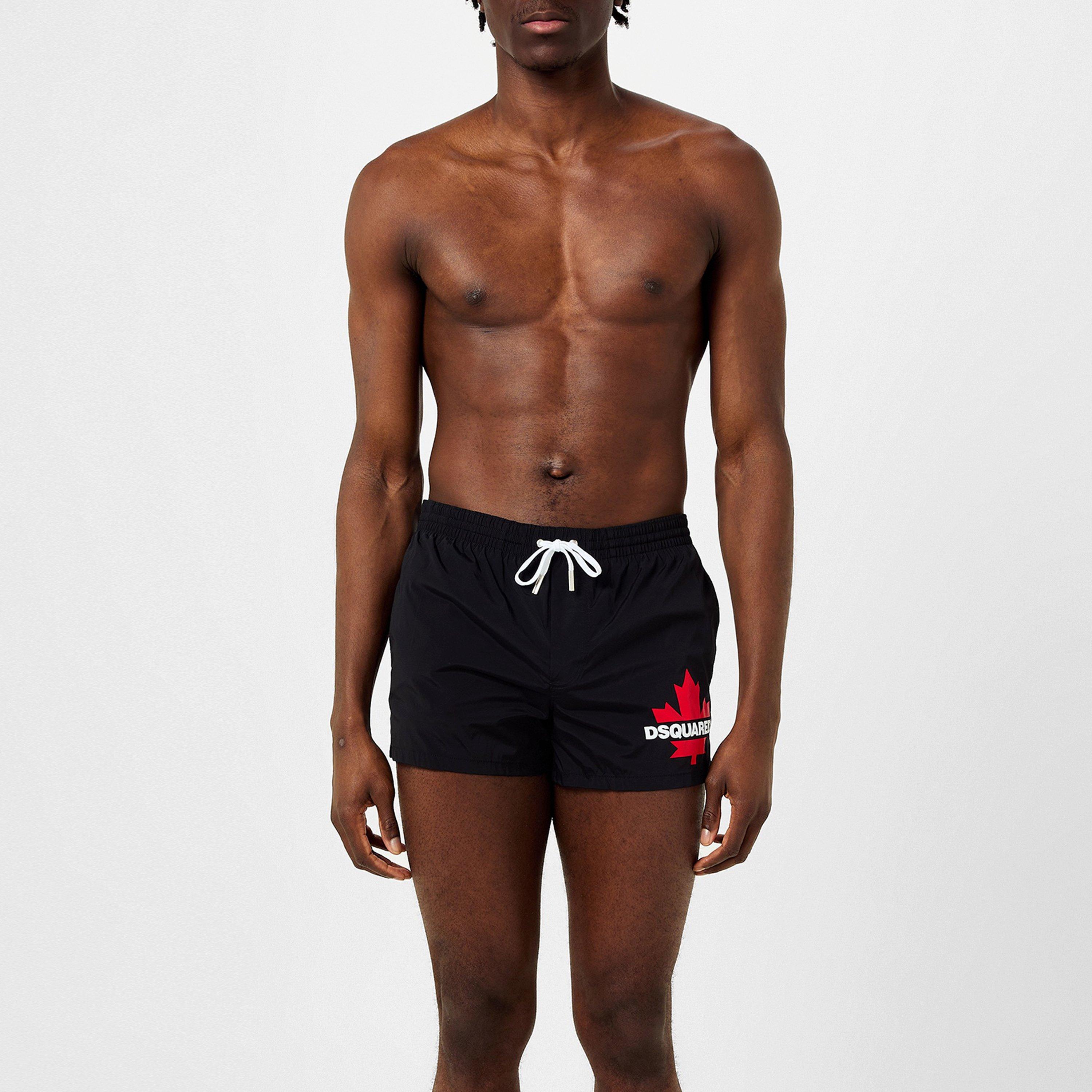 Black/Red - DSquared2 - Men's Maple Side Logo Swim Shorts - 3