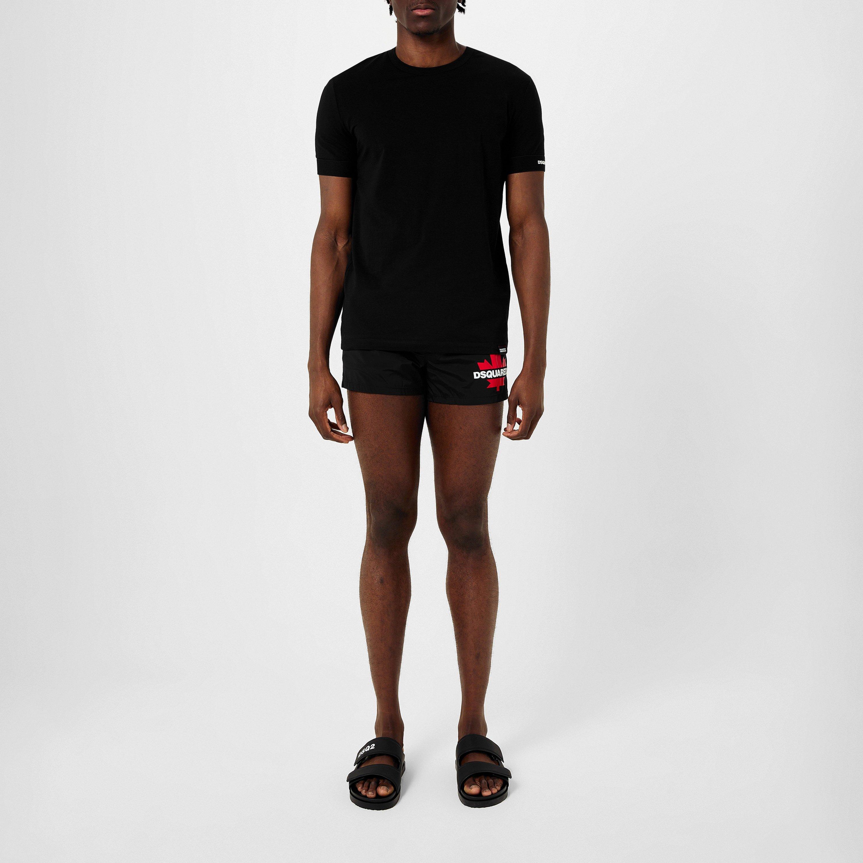 Black/Red - DSquared2 - Men's Maple Side Logo Swim Shorts - 6