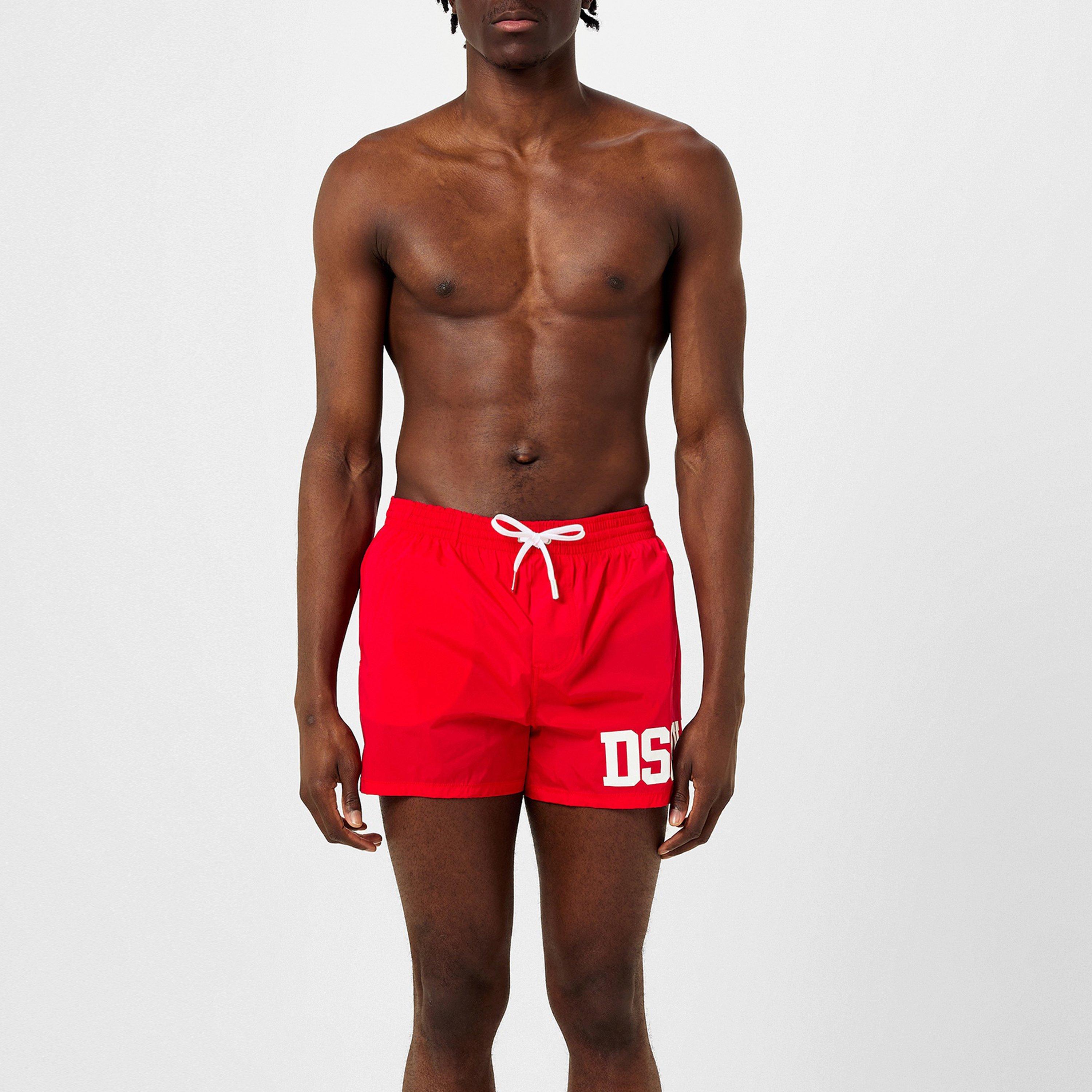 Red/White - DSquared2 - Men's Varsity Logo Swim Shorts - 1