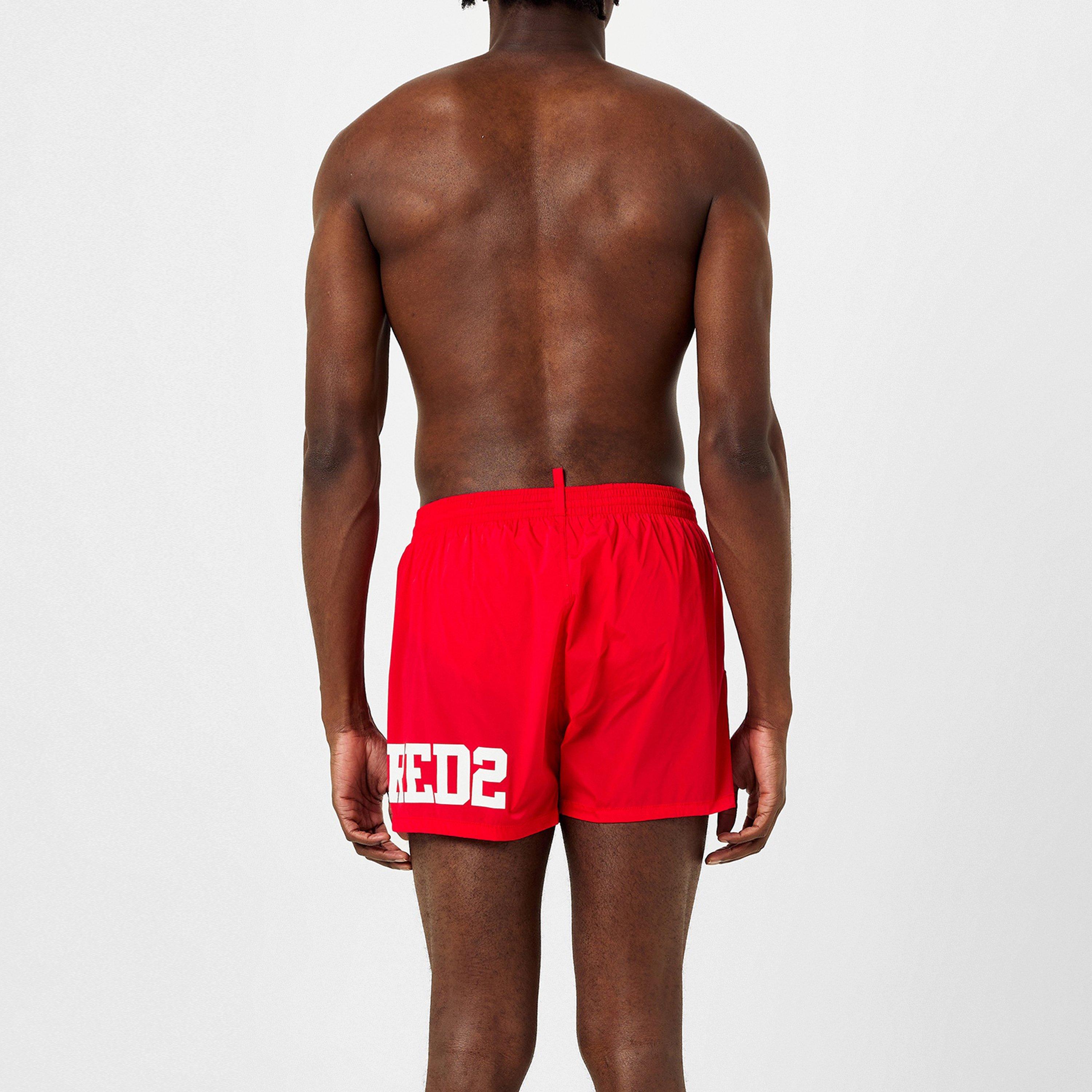 Red/White - DSquared2 - Men's Varsity Logo Swim Shorts - 3