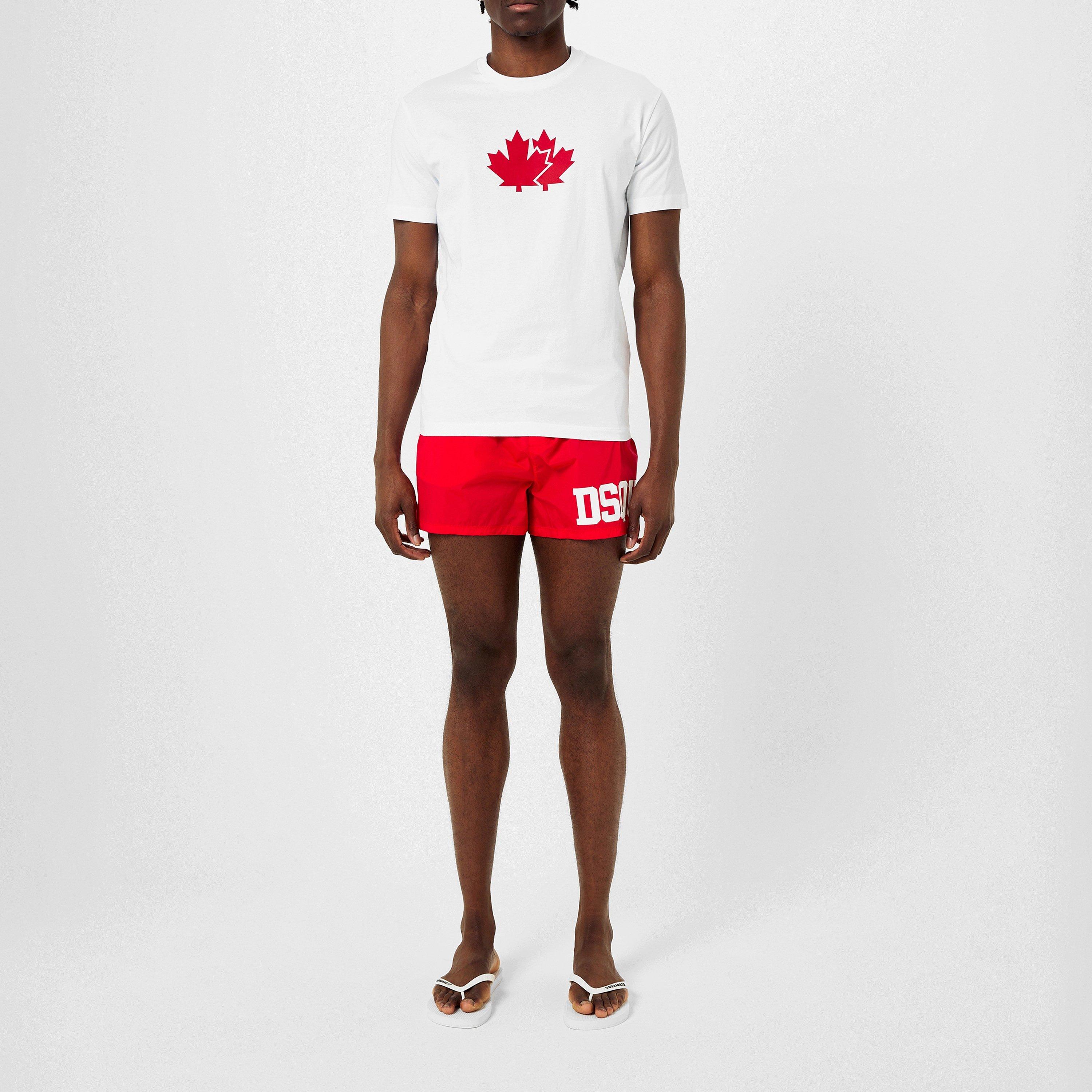 Red/White - DSquared2 - Men's Varsity Logo Swim Shorts - 4