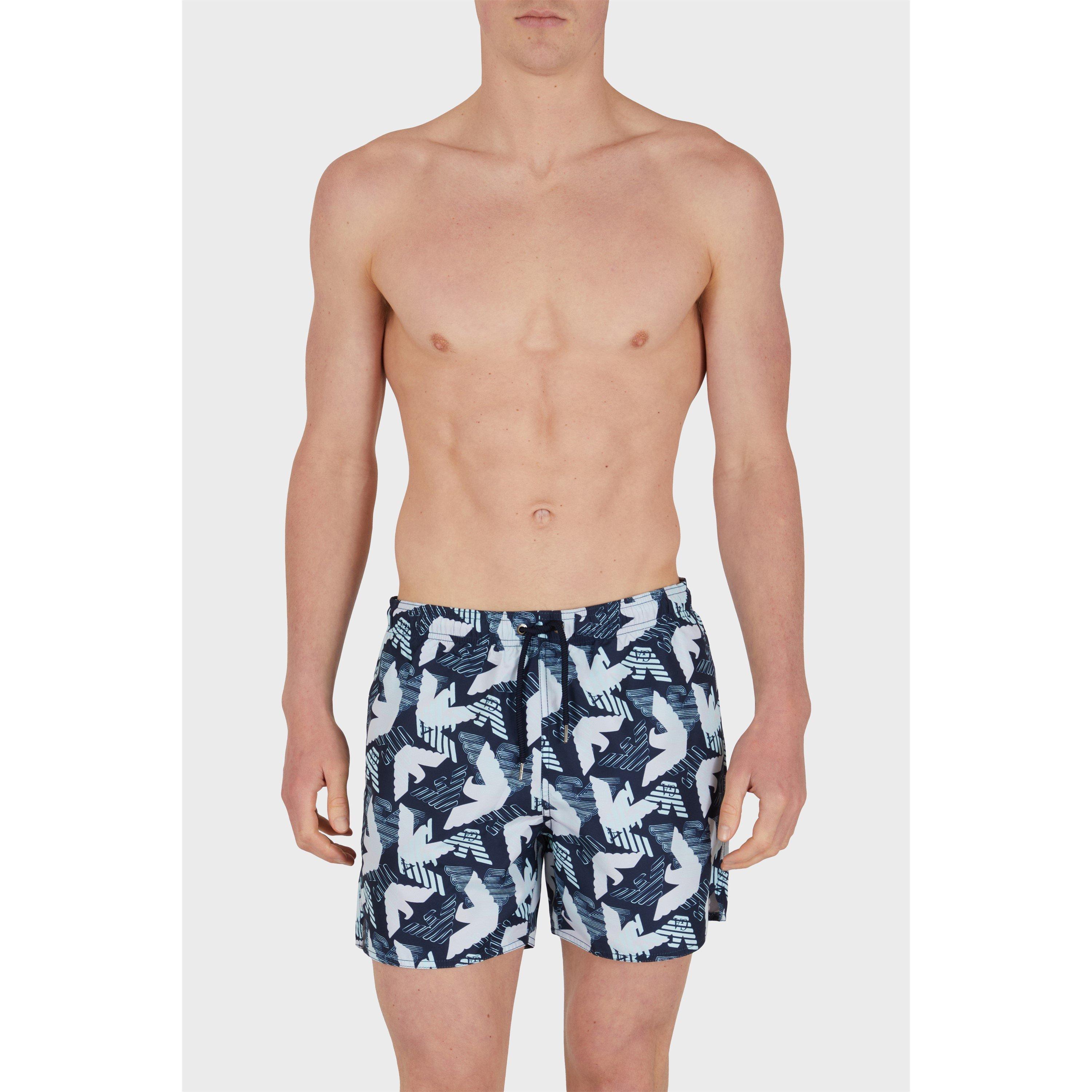 Blu/Navy - Emporio Armani - Men's Woven Swim Shorts - 3