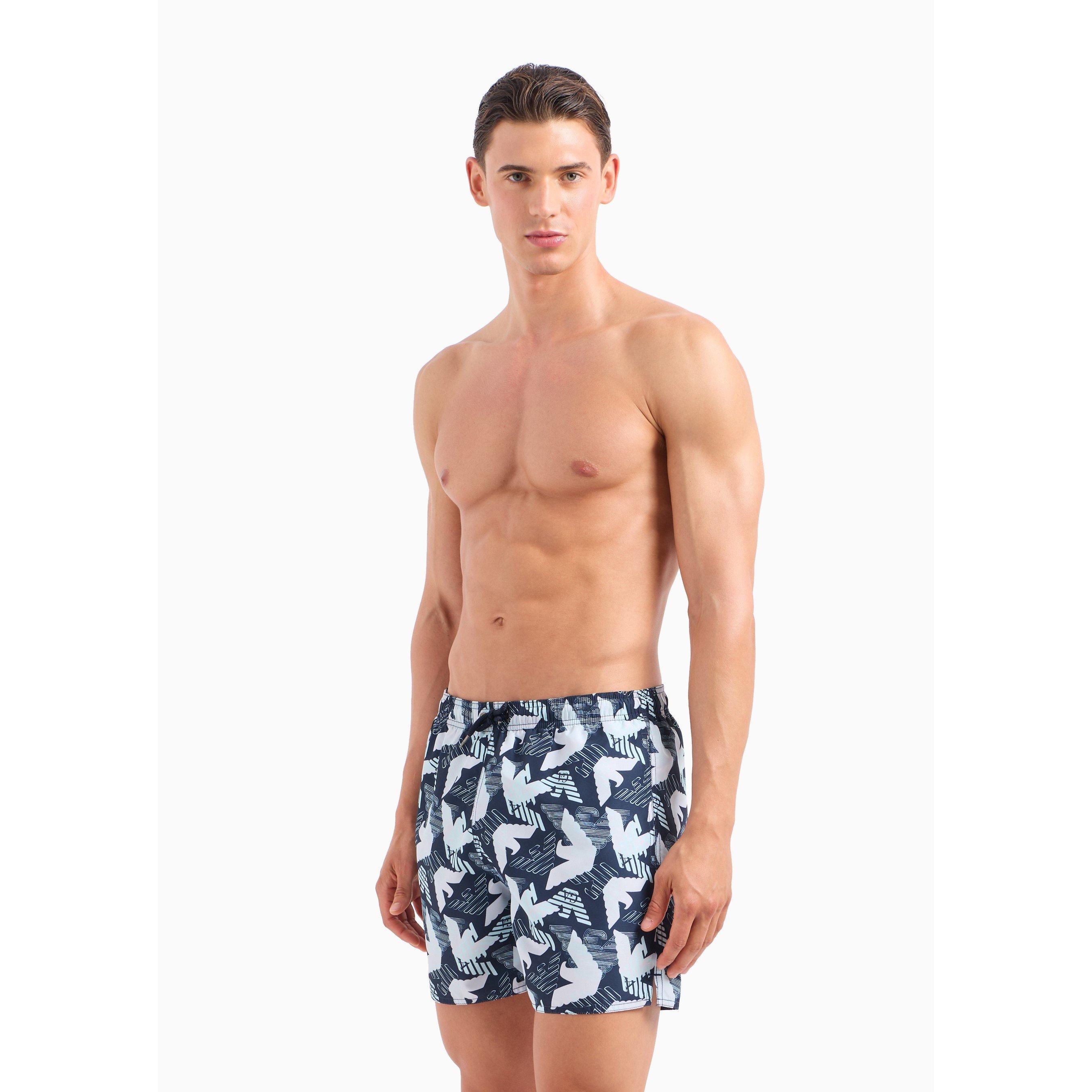 Blu/Navy - Emporio Armani - Men's Woven Swim Shorts - 4