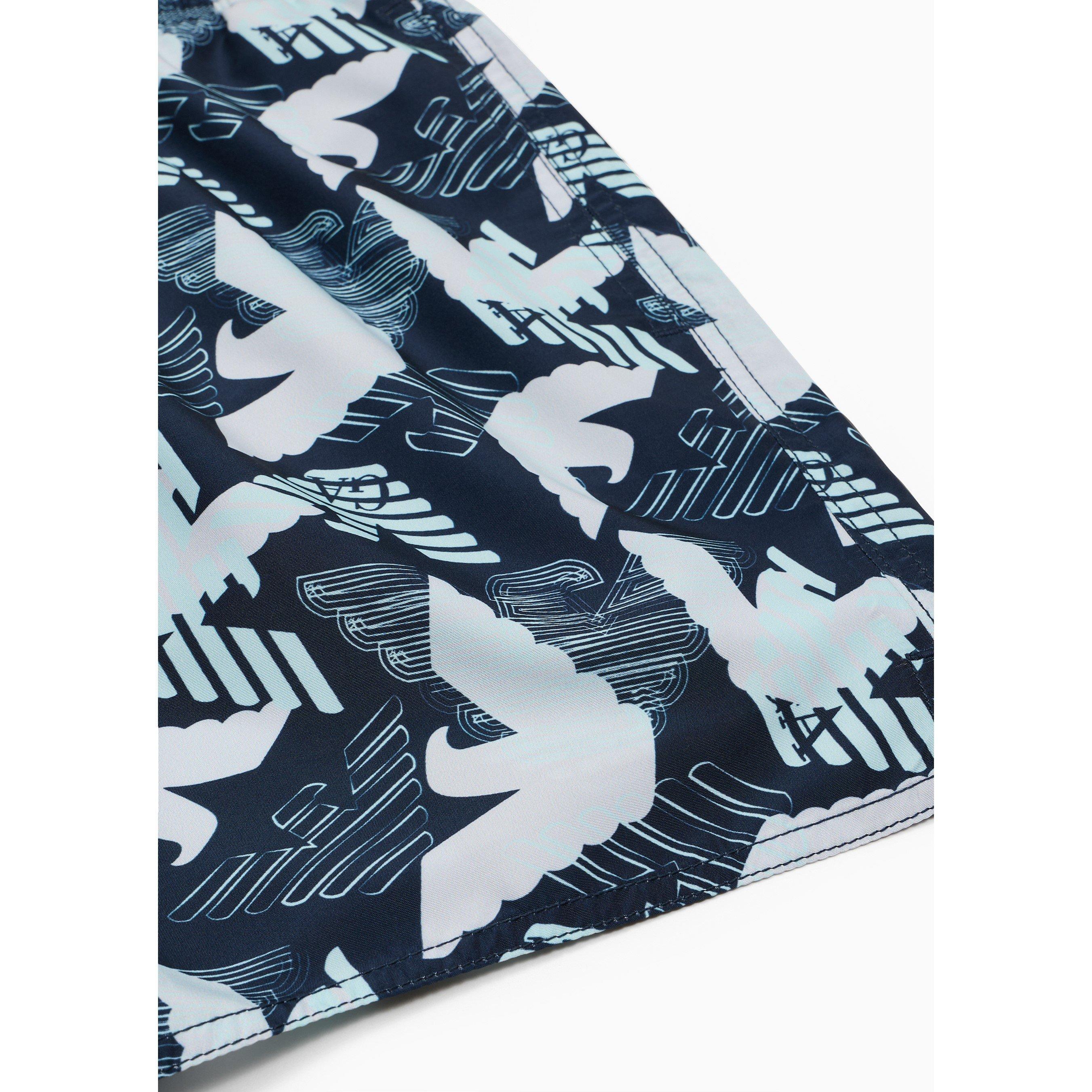 Blu/Navy - Emporio Armani - Men's Woven Swim Shorts - 5